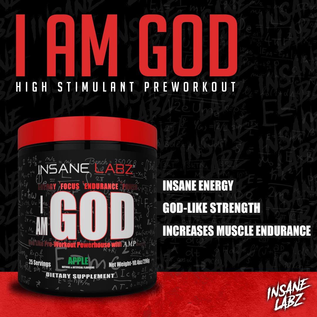 Foto 5 pulgar | Insane Labz I Am God High Stim Para Antes Del Entrenamiento Con Creatina, 25 Dosis - Venta Internacional.