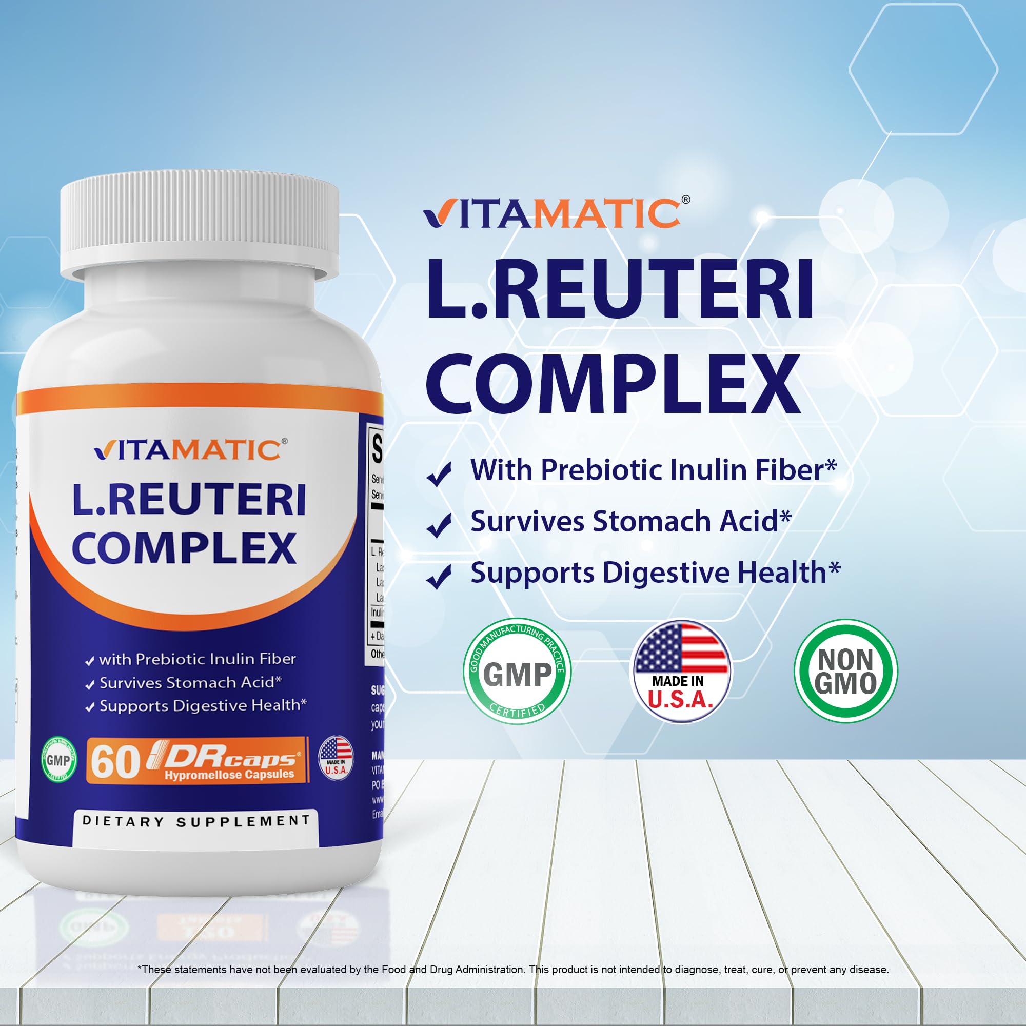 Foto 6 pulgar | Suplemento Vitamático Lactobacillus Reuteri Complex 60 Cápsulas - Venta Internacional
