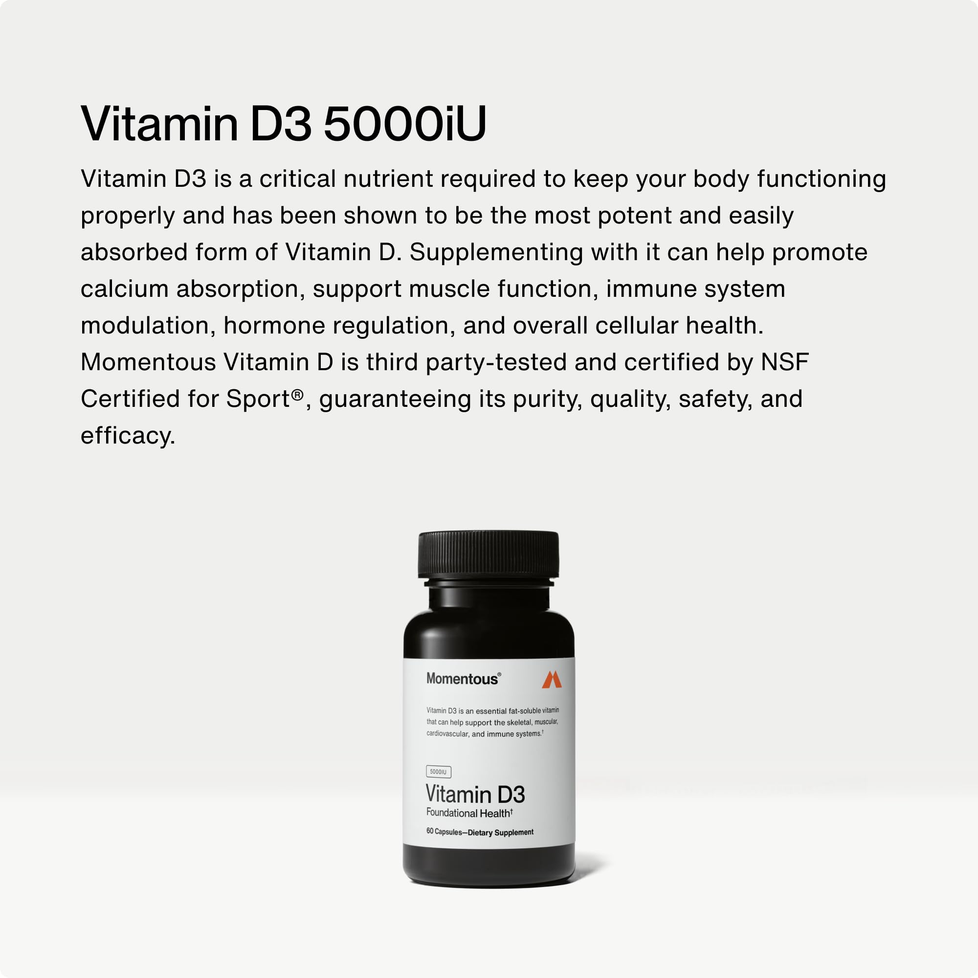 Foto 4 pulgar | Suplemento De Vitamina D3 Momentous, 5000 Ui, Cápsulas, 60 Porciones - Venta Internacional.