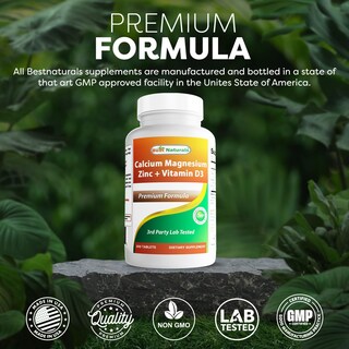 Foto 5 | Complementa El Calcio, Magnesio Y Zinc De Best Naturals Con Vitamina D3 - Venta Internacional.