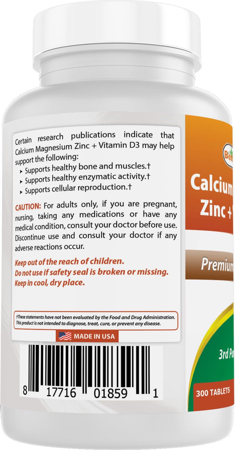 Foto 7 | Complementa El Calcio, Magnesio Y Zinc De Best Naturals Con Vitamina D3 - Venta Internacional.