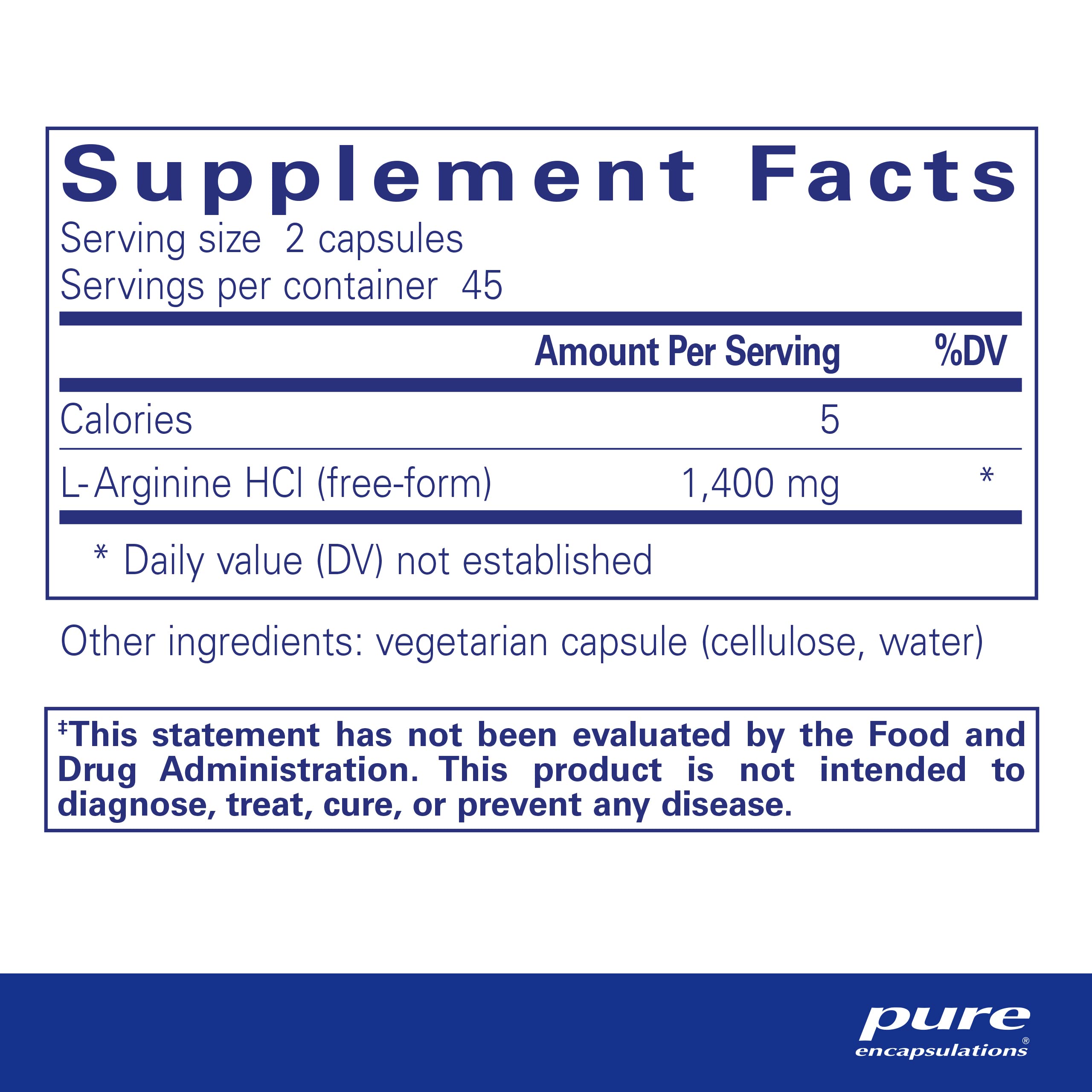 Foto 3 pulgar | Suplemento Pure Encapsulations L-arginina 1400 Mg 90 Cápsulas - Venta Internacional.