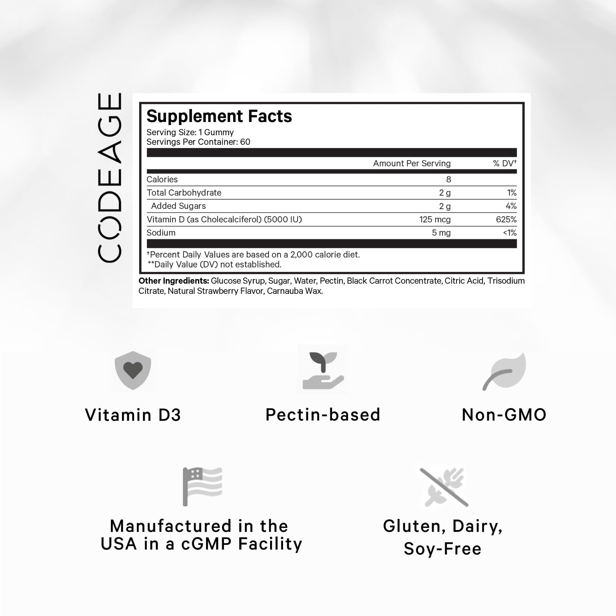 Foto 3 pulgar | Gominolas De Vitamina D3, Codeage, 5000 Ui, 125 Mcg, Paquete De 2 - Venta Internacional.