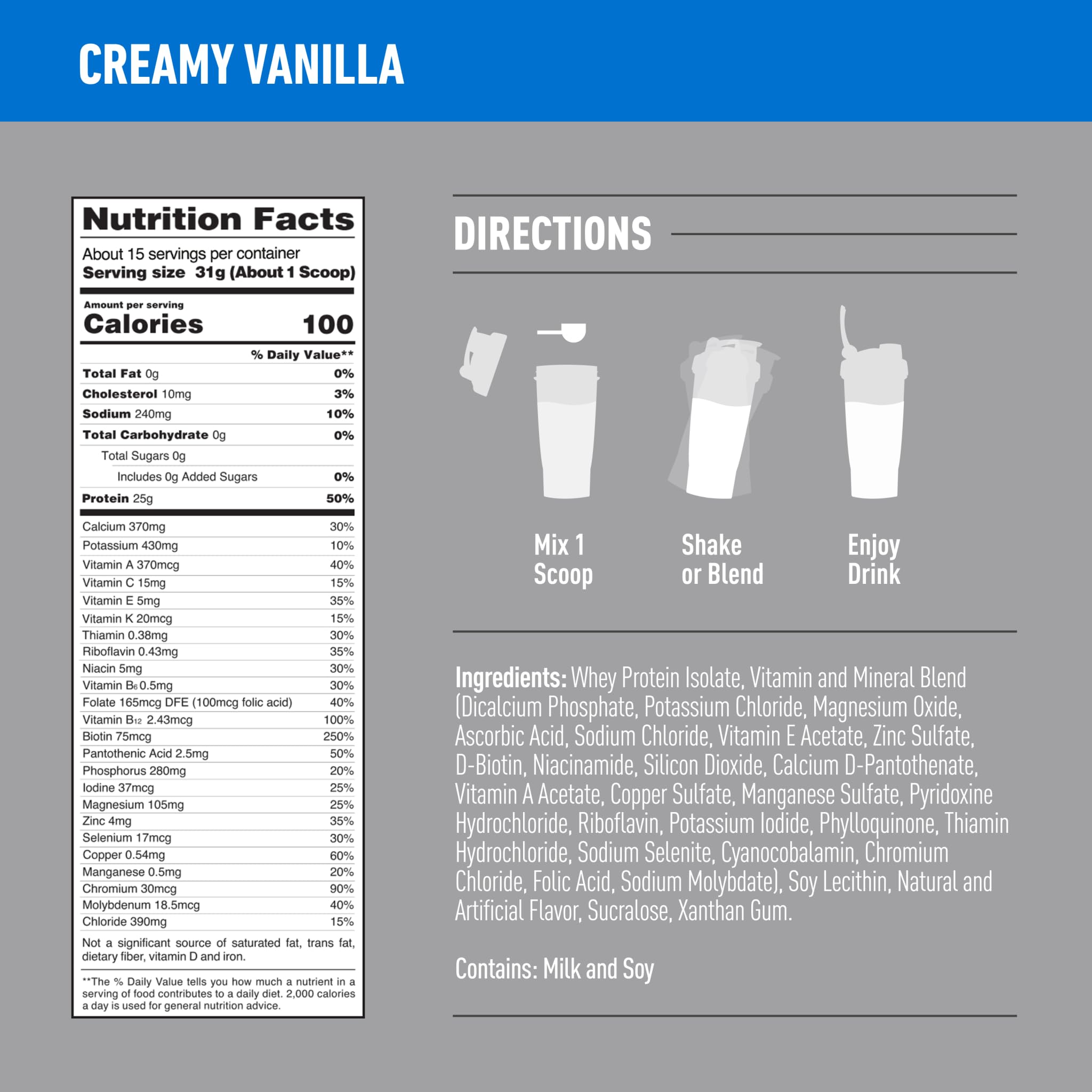 Foto 4 pulgar | Proteína En Polvo Isopure Creamy Vanilla Whey Isolate 454 G - Venta Internacional.