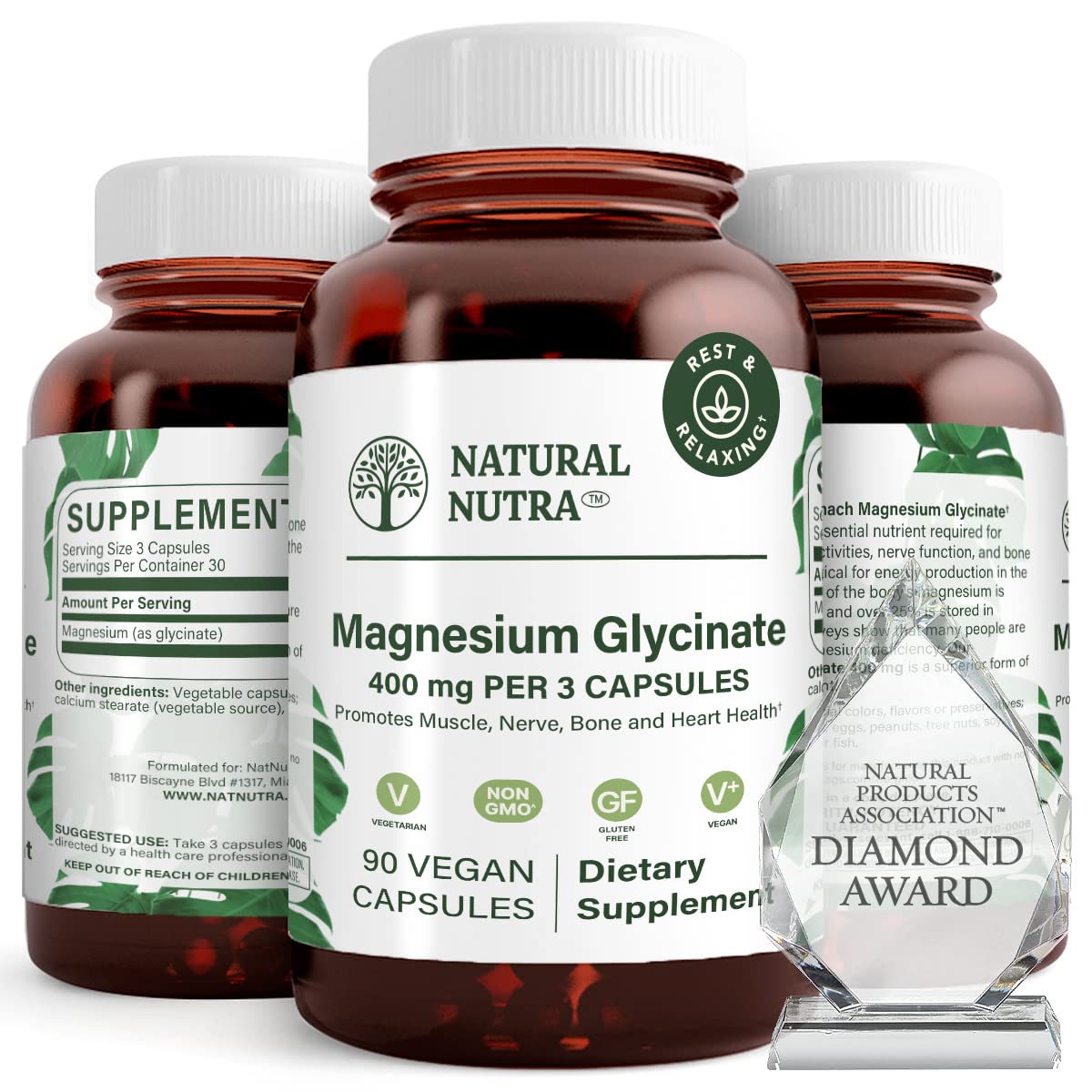 Foto 2 pulgar | Suplemento Natural De Glicinato De Magnesio Nutra 400 Mg 90 Cápsulas - Venta Internacional.