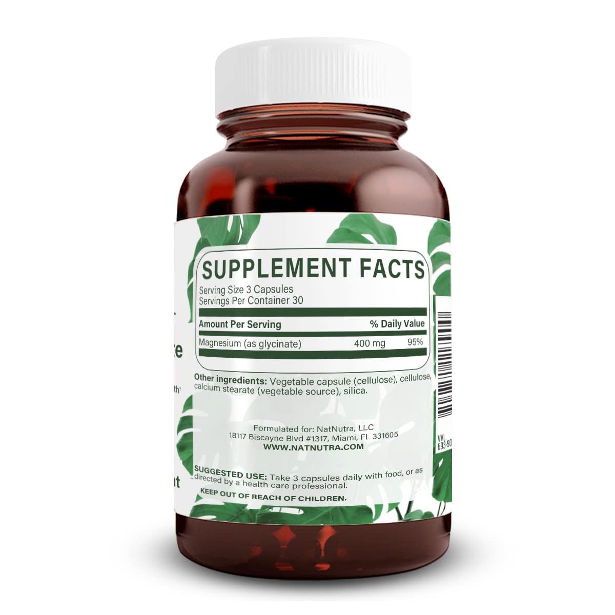 Foto 3 pulgar | Suplemento Natural De Glicinato De Magnesio Nutra 400 Mg 90 Cápsulas - Venta Internacional.