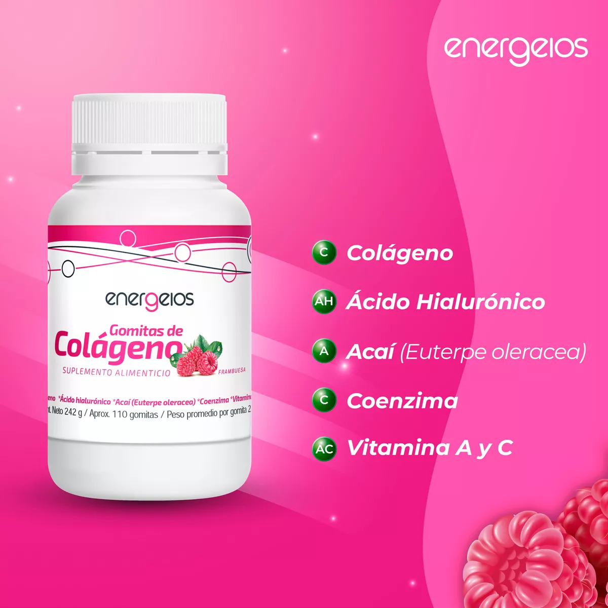 Foto 3 | Gomitas Colágeno Ácido Hialurónico Suplemento Kit Energeios