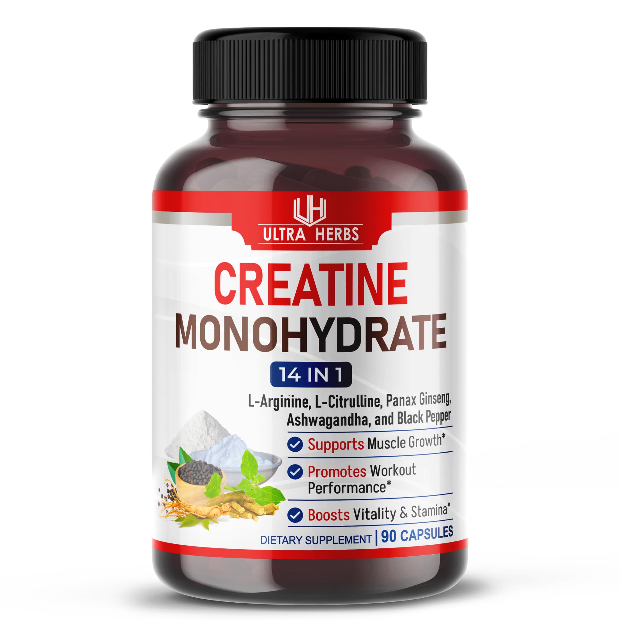 Foto 2 pulgar | Suplemento Ultra Herbs Ultra Creatina 9800 Mg Con Ginseng 4000 Mg - Venta Internacional.