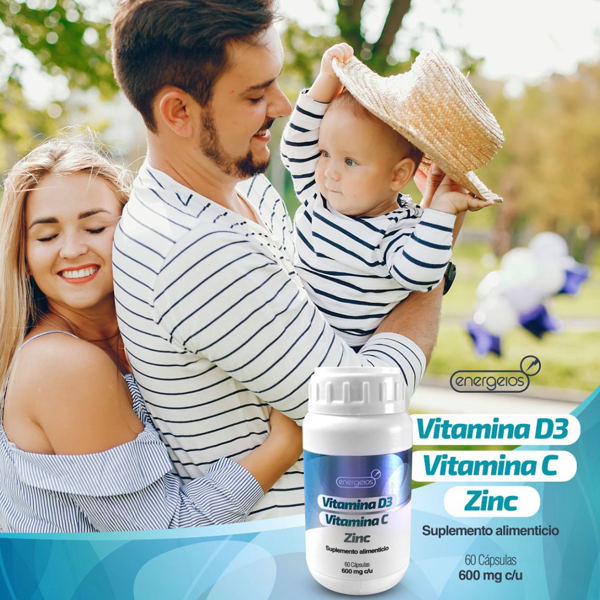 Foto 5 pulgar | Suplemento Vitamina C D3 Y Zinc 3 Frascos Energeios