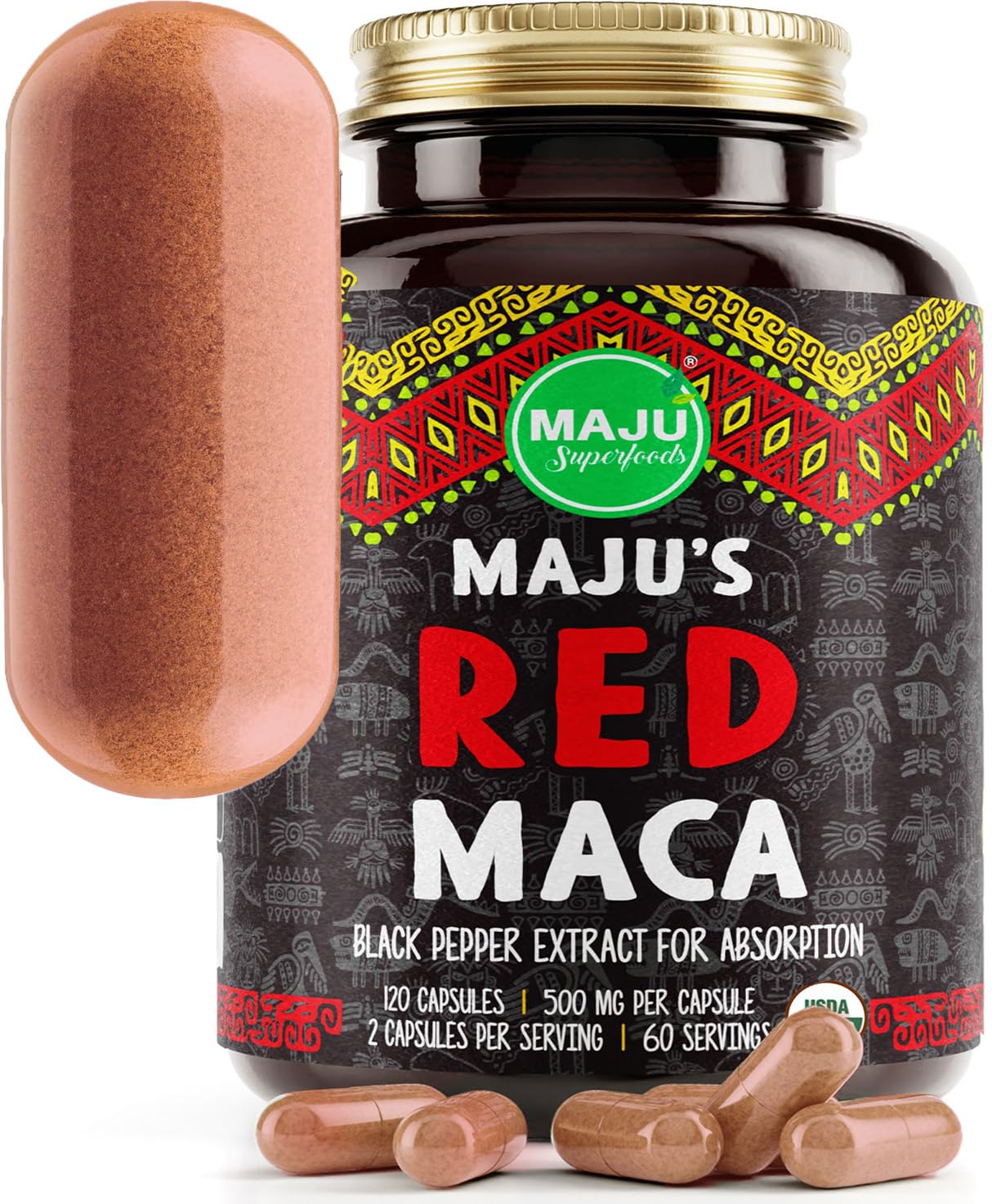 Foto 2 pulgar | Suplemento Maju Organic, Cápsulas De Raíz De Maca Roja, 120 Unidades, Para Mujeres - Venta Internacional.