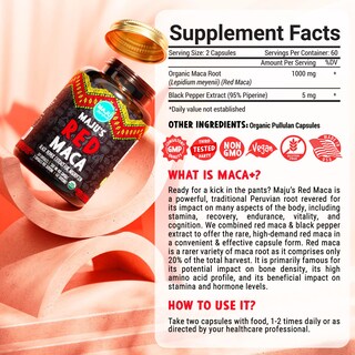 Foto 5 | Suplemento Maju Organic, Cápsulas De Raíz De Maca Roja, 120 Unidades, Para Mujeres - Venta Internacional.