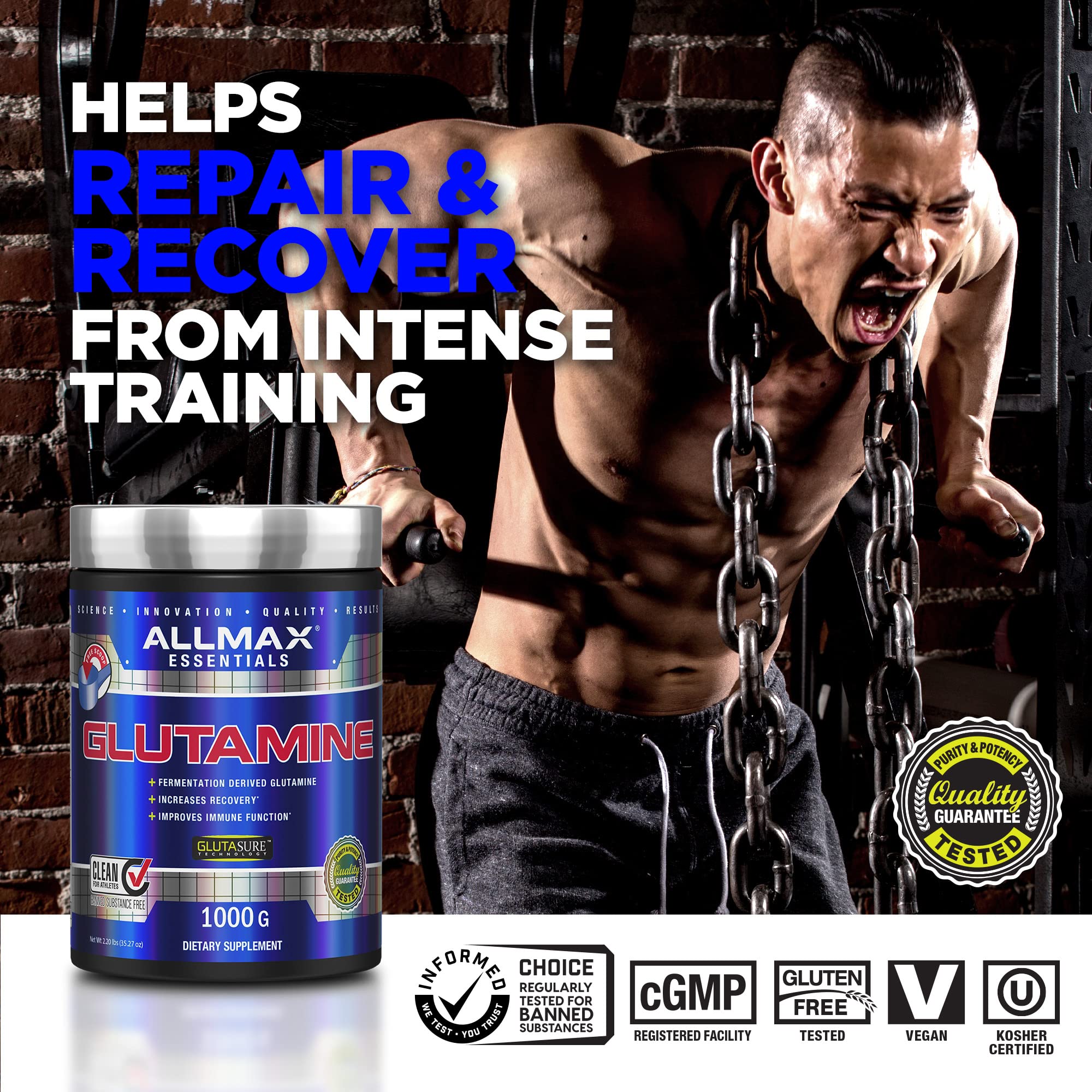 Foto 3 pulgar | Suplemento Allmax Essentials Glutamine En Polvo De 100 G - Venta Internacional.