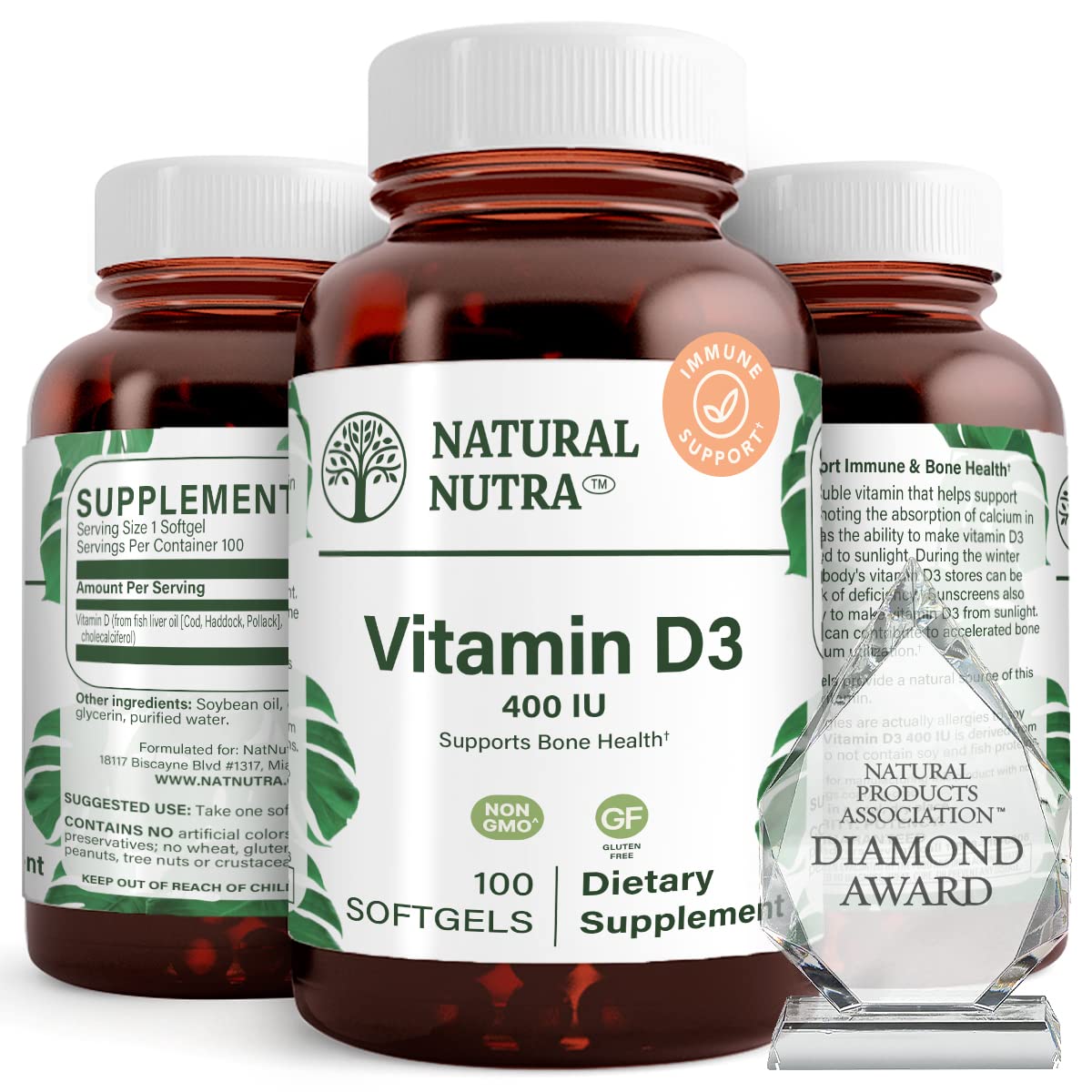 Foto 2 pulgar | Cápsulas Blandas Supreme Vitamina D3 400 Ui Natural Nutra 100 Cápsulas Blandas - Venta Internacional.