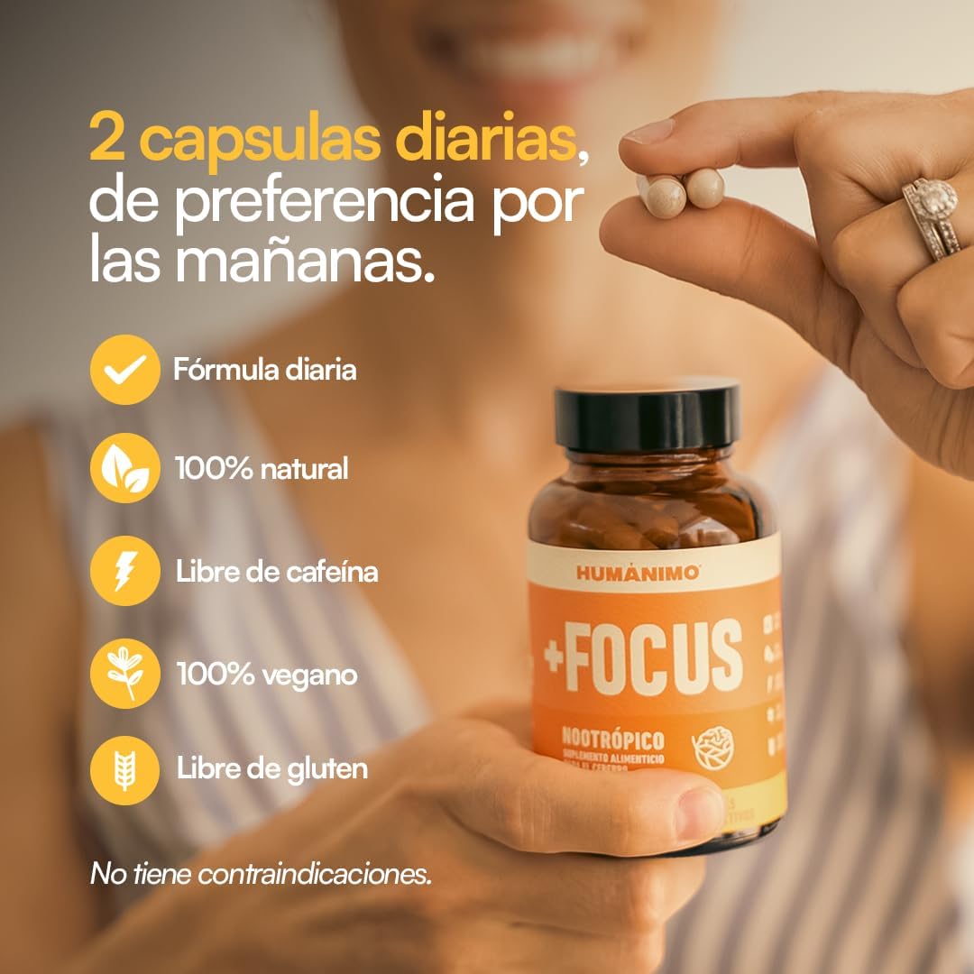 Foto 6 pulgar | Suplementi +Focus Nootrópico Humánimo 60 Capsulas