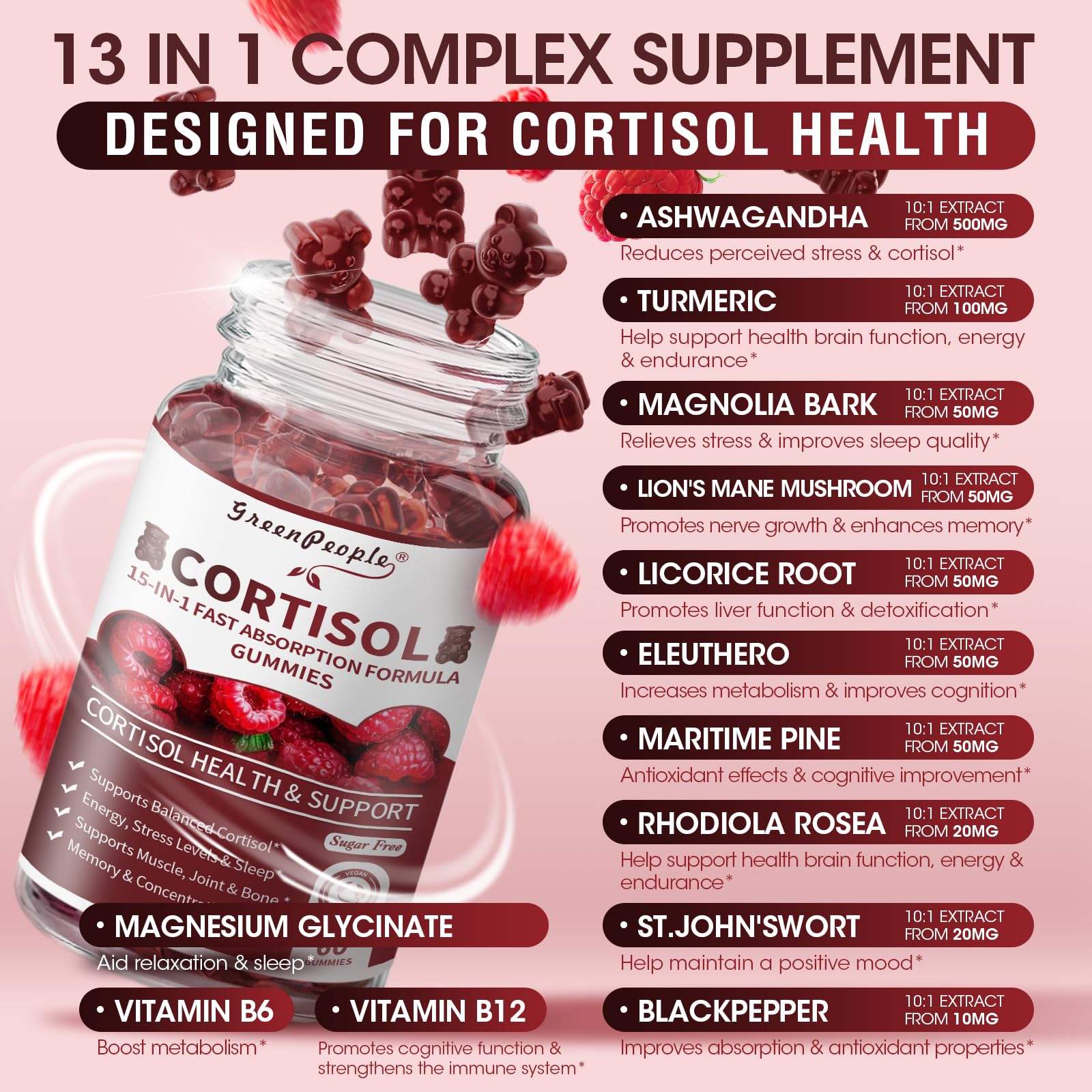 Foto 2 | Suplementos Greenpeople Cortisol Reducer Women 60 Gomitas - Venta Internacional.