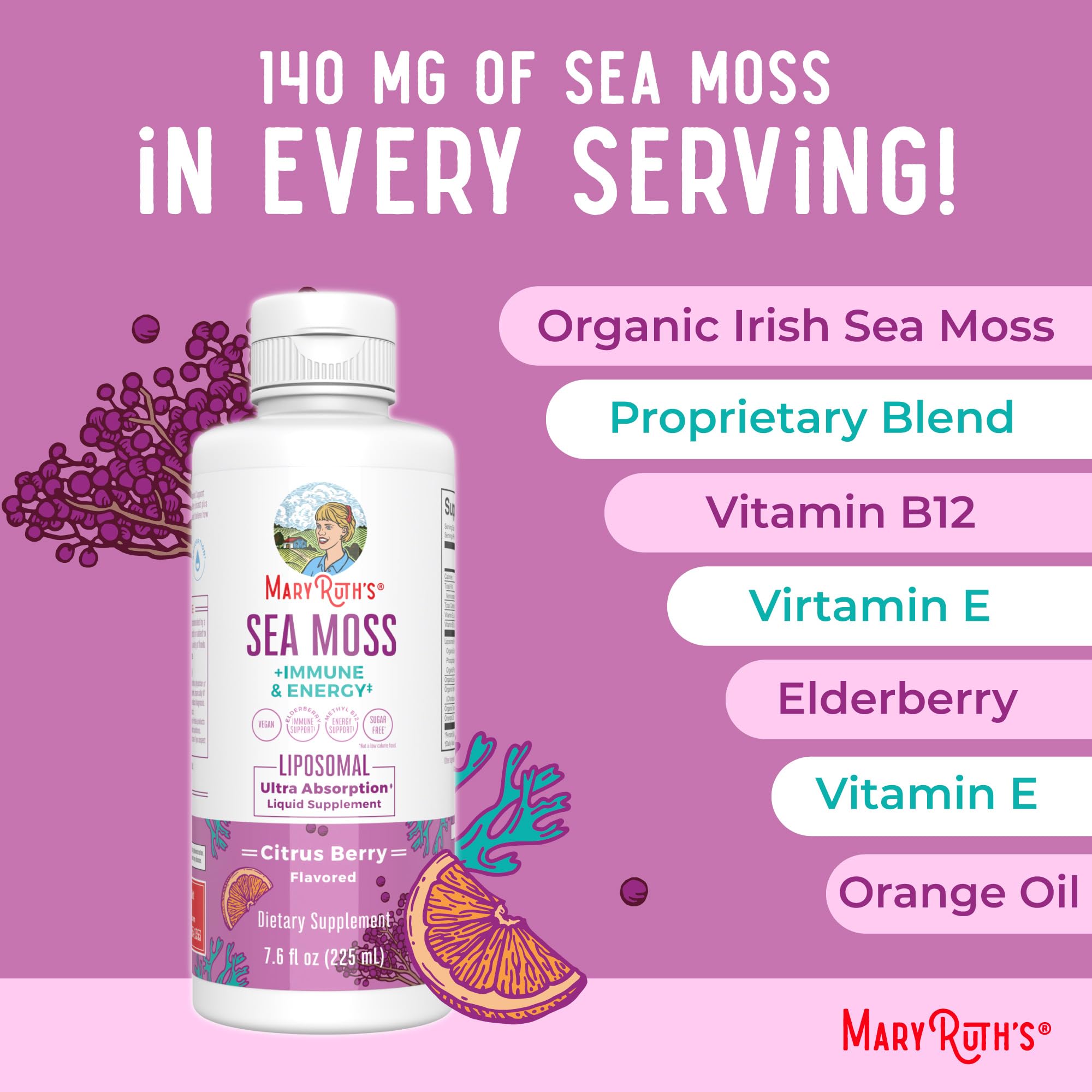 Foto 8 pulgar | Suplemento Liposomal Maryruth Organics Sea Moss + Immune & Energy - Venta Internacional.