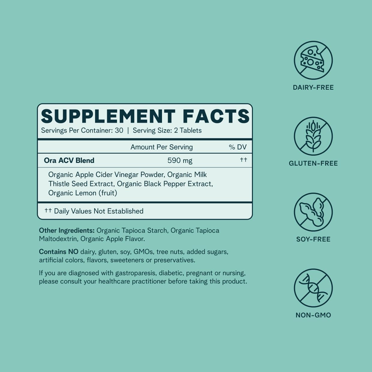 Foto 4 pulgar | Píldoras de Vinagre de Sidra de Manzana Orgánico Supplement 60 Tabletas - Venta Internacional