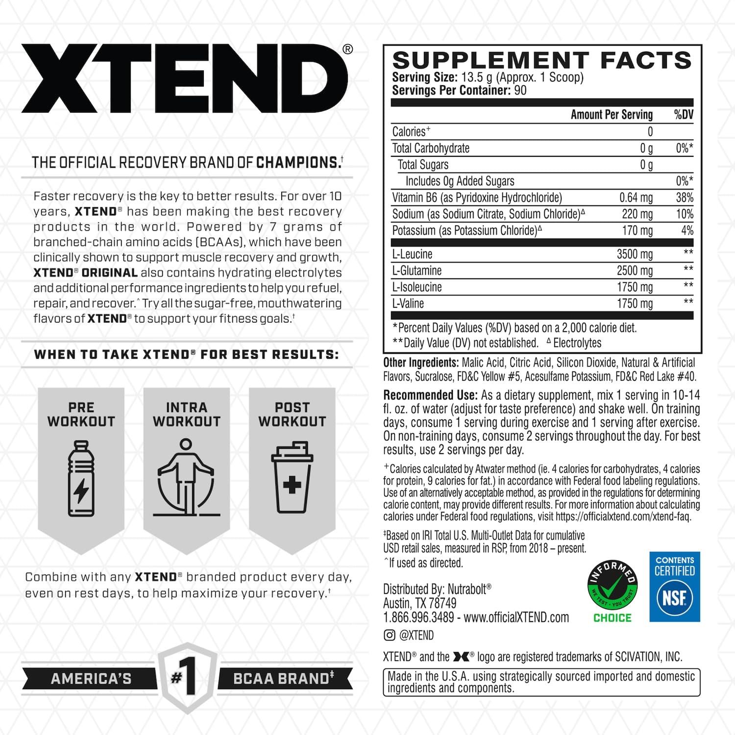 Foto 3 pulgar | Bcaa En Polvo Xtend Original Mango Madness 90 Porciones - Venta Internacional.