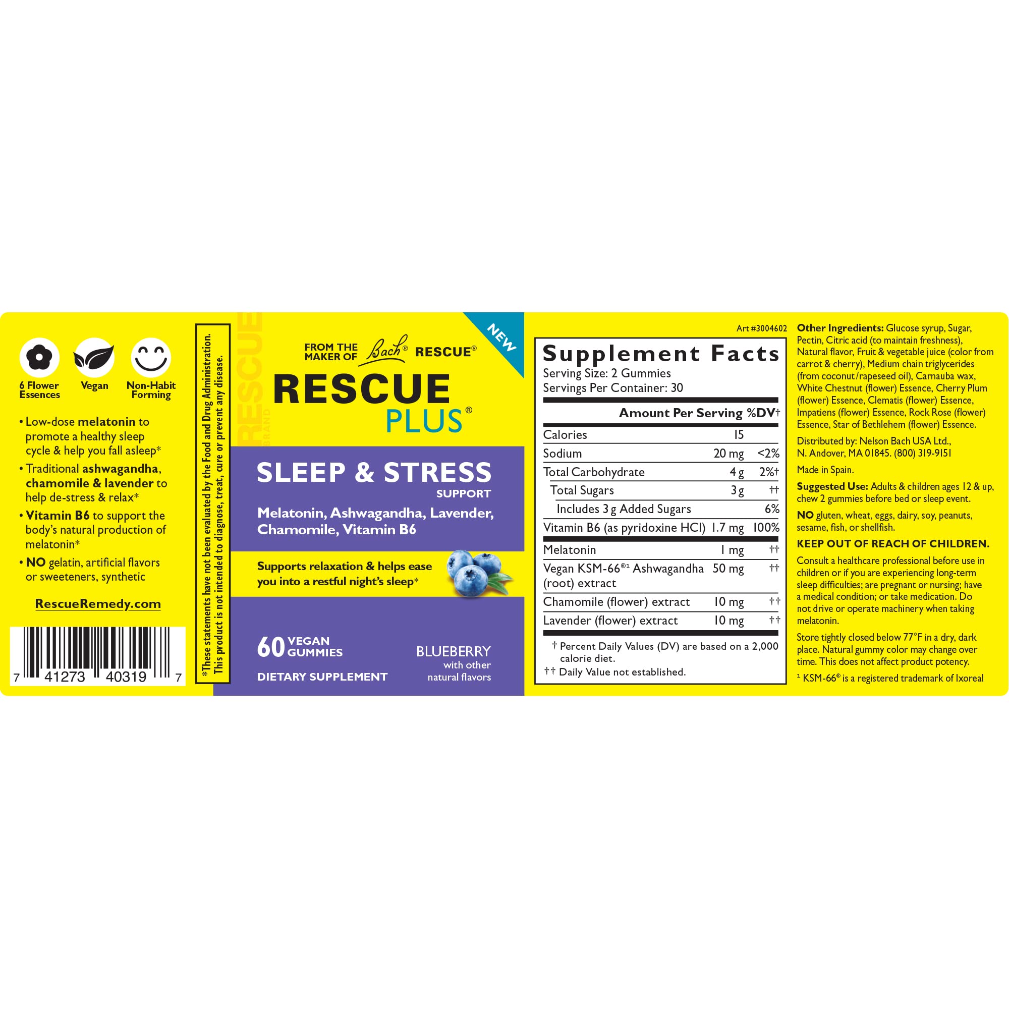 Foto 7 | Suplemento: Gomitas Bach Rescue Plus Para Dormir Y Soportar El Estrés - Venta Internacional.