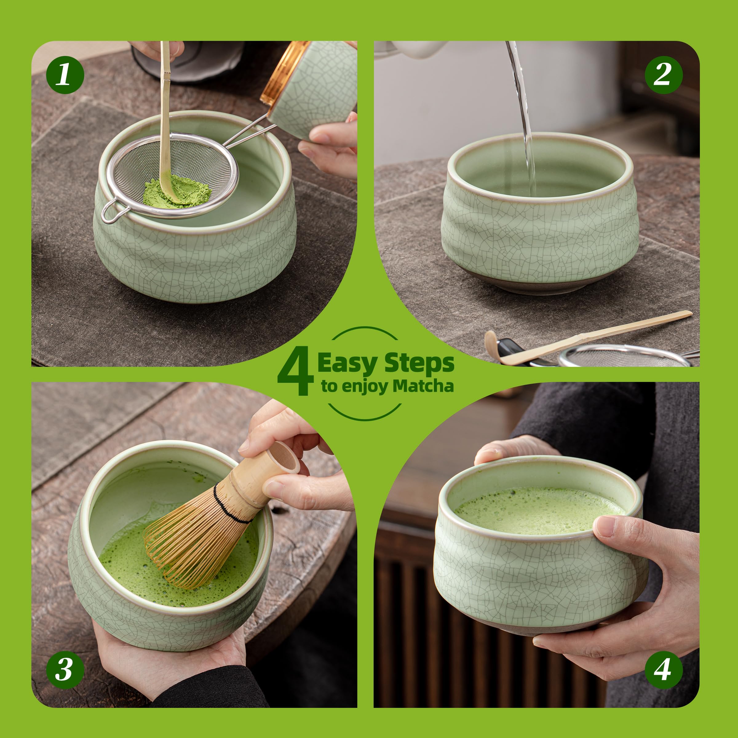 Foto 6 pulgar | Juego De Batidores Para Matcha Teanagoo, 10 Unidades, Con Bandeja, Cuenco De Cerámica Y Cuchara - Venta Internacional.