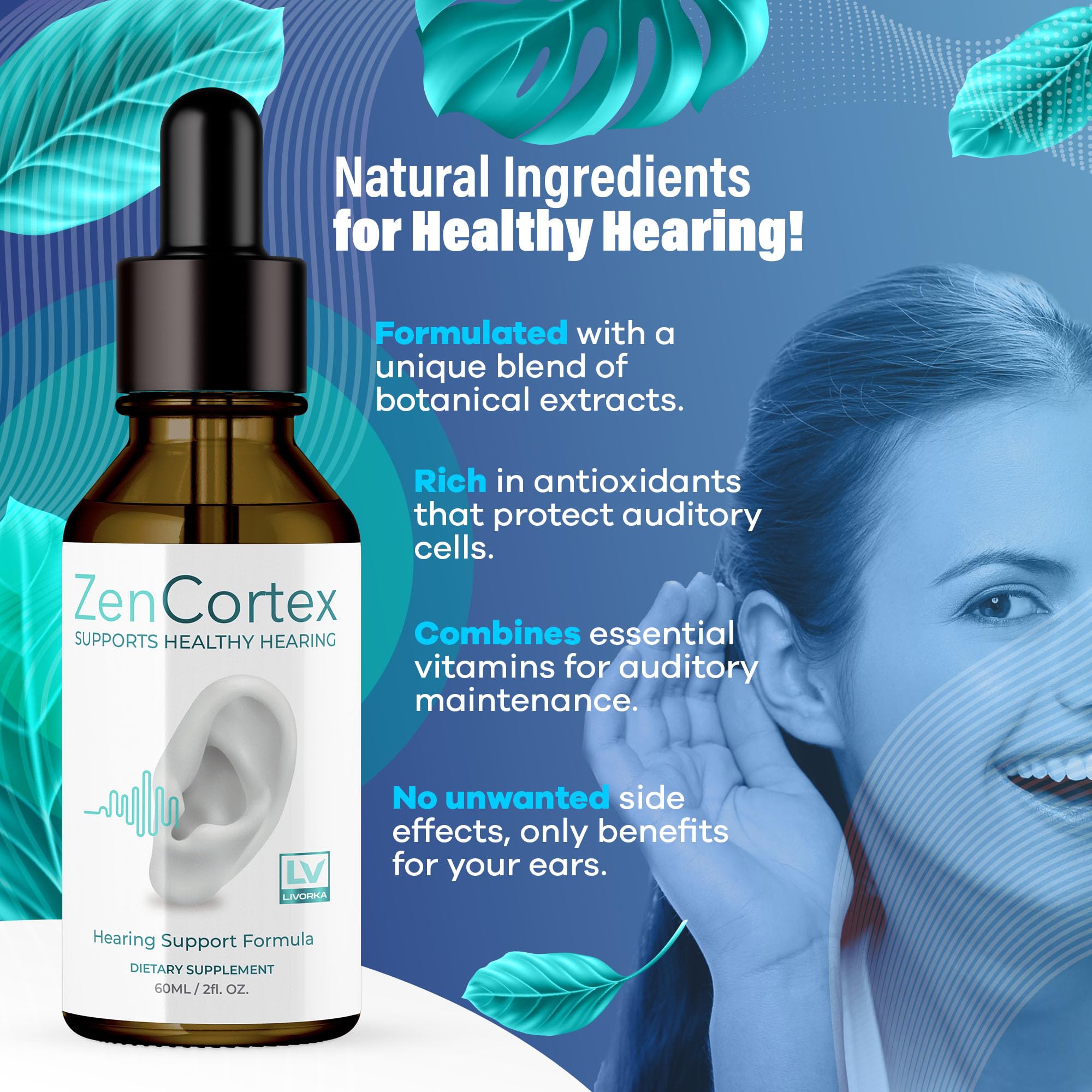 Foto 7 pulgar | Drops Zencortex Zen Cortex, 5 Botellas, 150 Días, Para Apoyar La Audición - Venta Internacional.