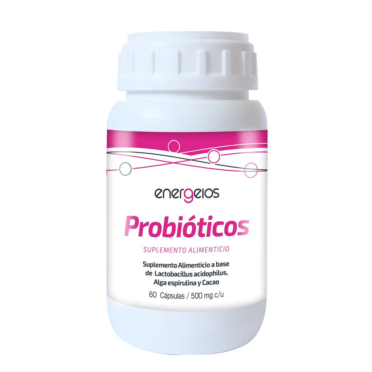 Foto 3 pulgar | Probióticos Espirulina Energeios 3 Frascos de 60 Cápsulas C/U