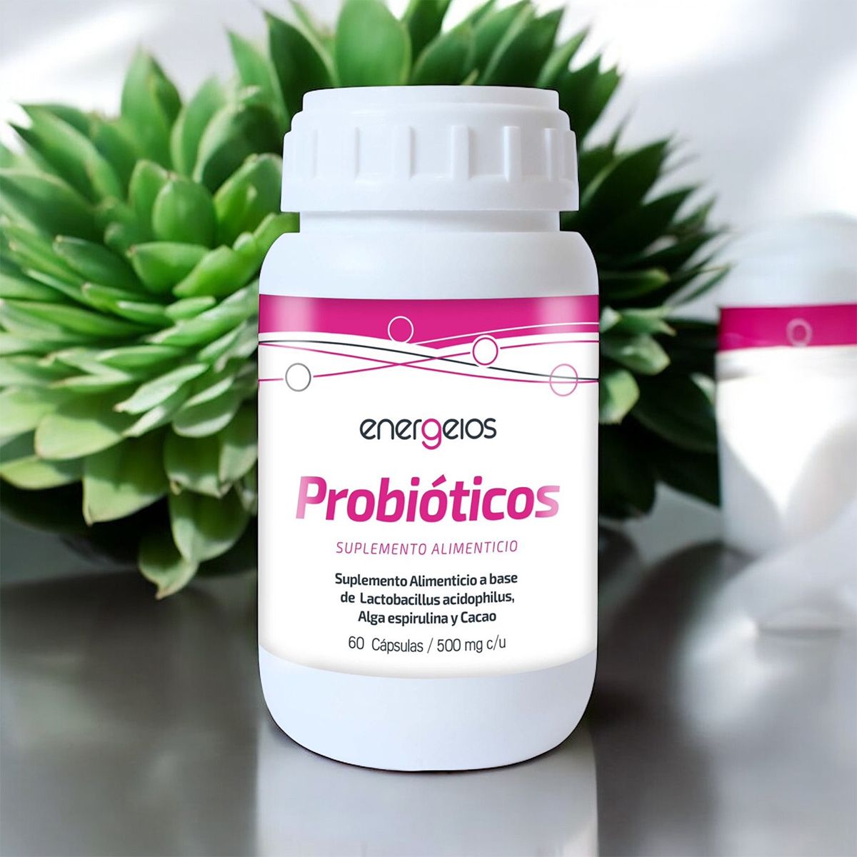 Foto 4 pulgar | Probióticos Espirulina Energeios 3 Frascos de 60 Cápsulas C/U