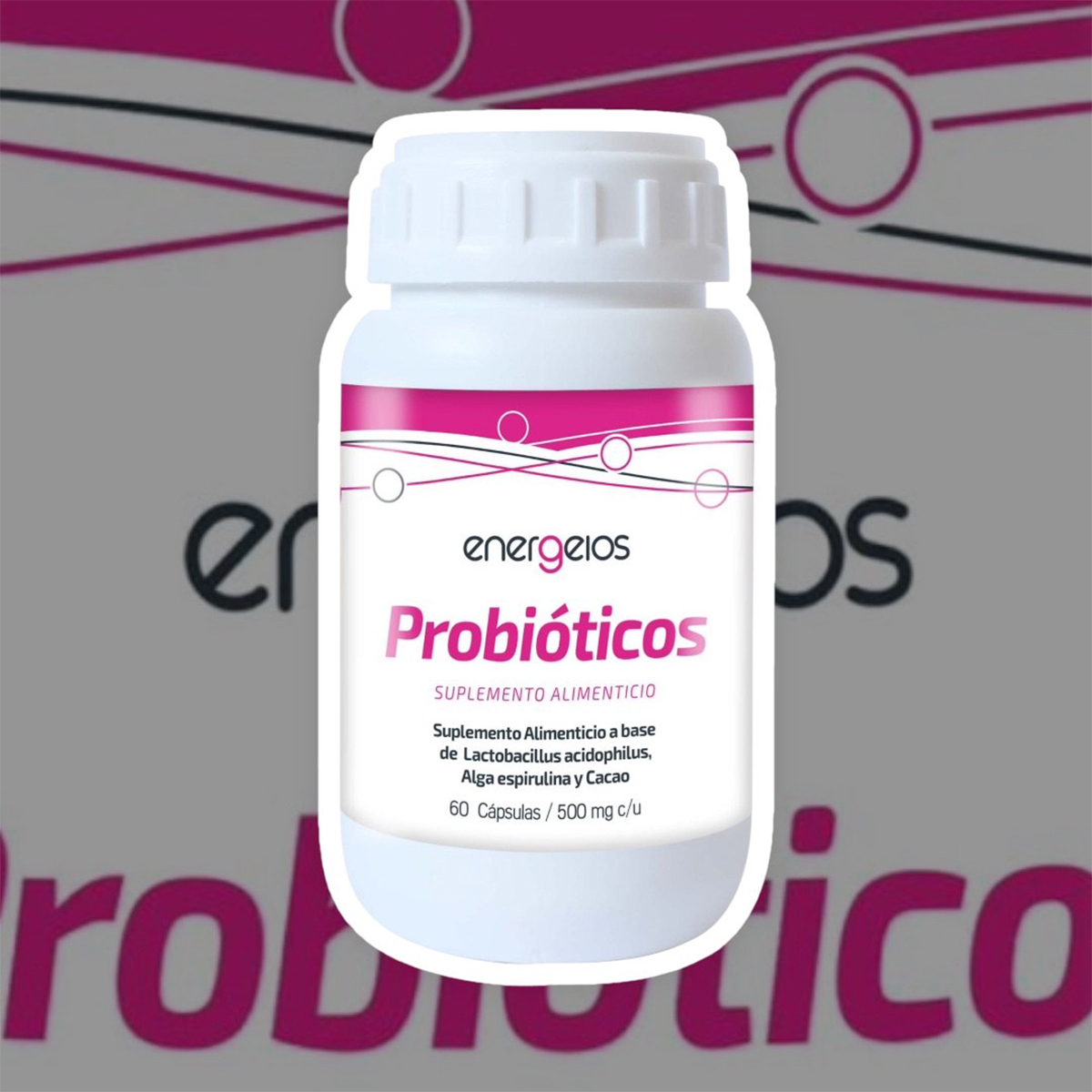 Foto 5 pulgar | Probióticos Espirulina Energeios 3 Frascos de 60 Cápsulas C/U