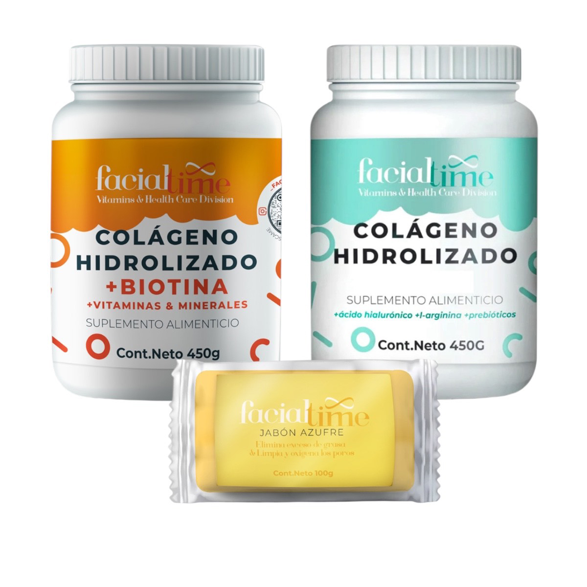 Kit Colágeno Biotina y Jabón Azufre 450 g FacialTime