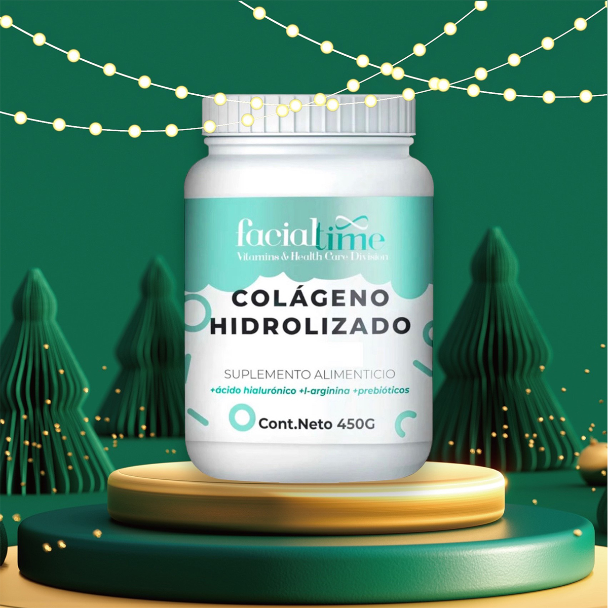 Foto 4 pulgar | Colágeno Hidrolizado Facialtime 2 Botellas de 450 g C/U