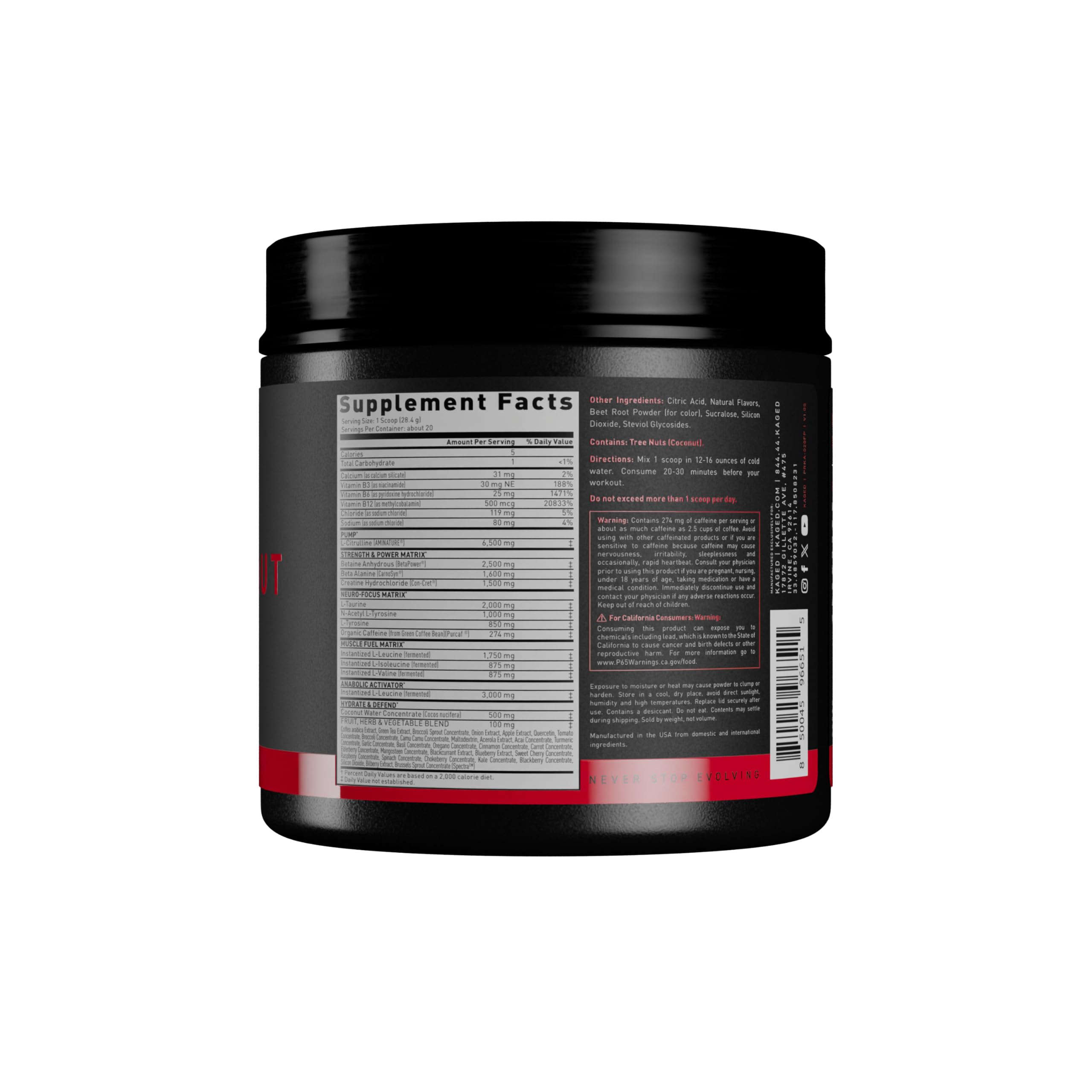 Foto 3 pulgar | Polvo Para Antes Del Entrenamiento, Sabor A Ponche De Frutas Kaged Original, 600 G - Venta Internacional.