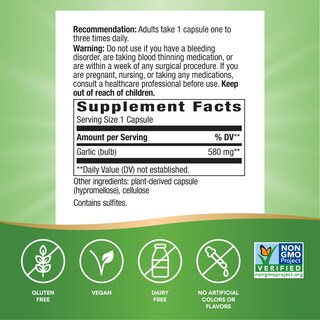 Foto 5 | Suplemento Nature's Way Garlic Bulb 580 Mg 100 Cápsulas - Venta Internacional.