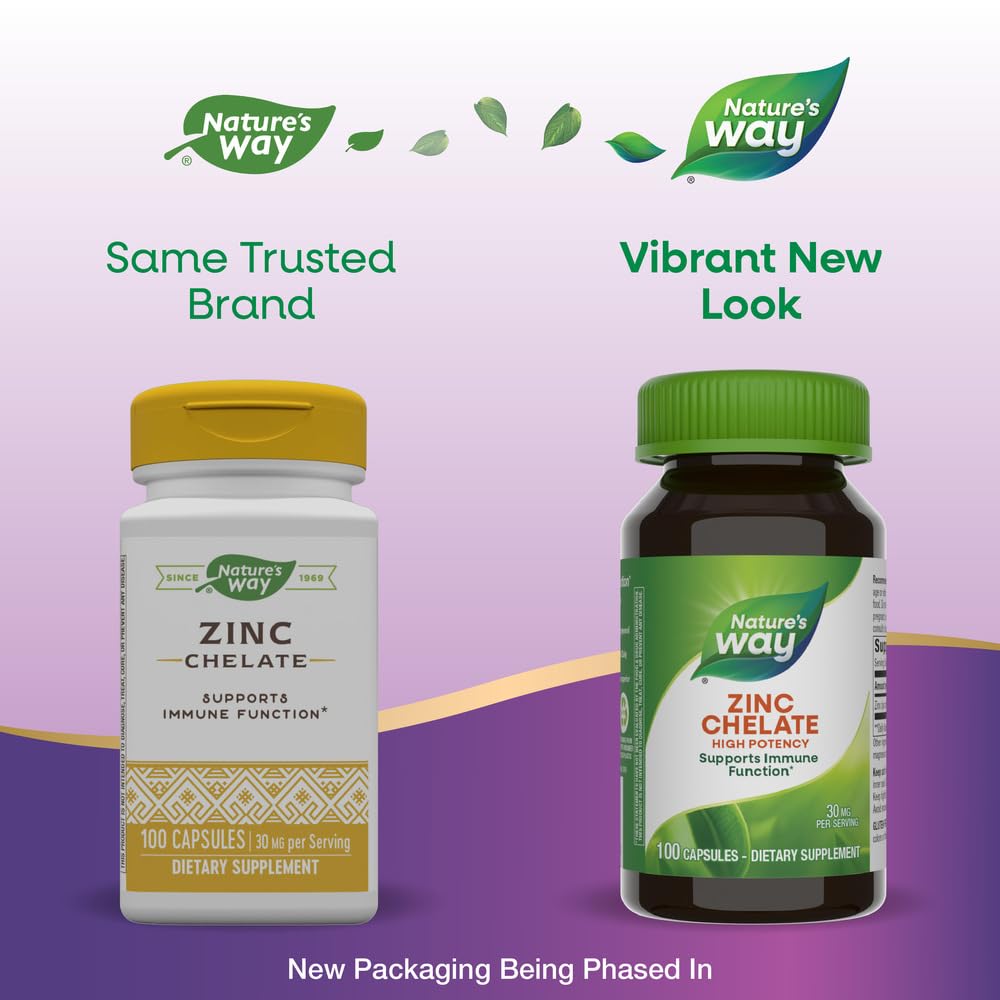 Foto 3 pulgar | Suplemento De Quelato De Zinc Nature's Way 30 Mg 100 Cápsulas X2 - Venta Internacional.