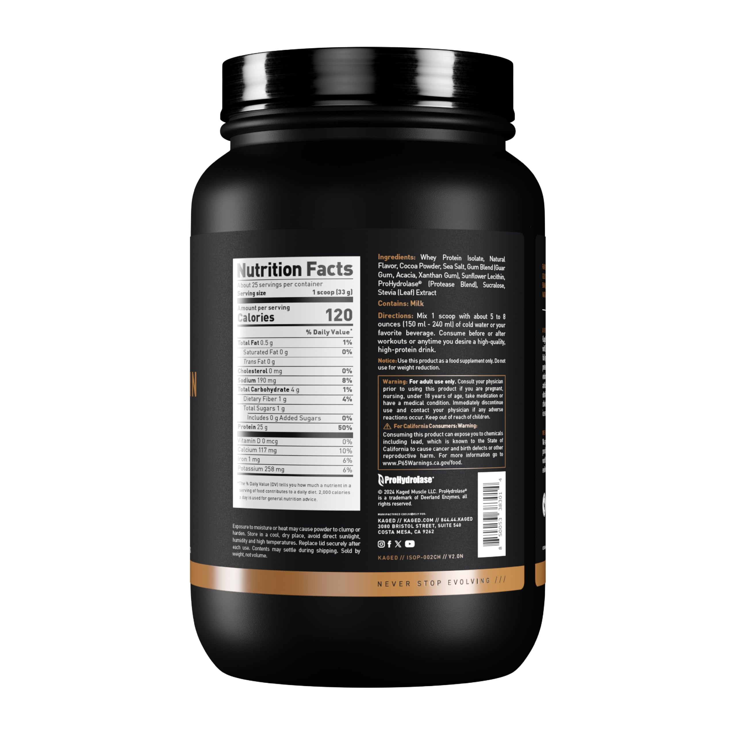 Foto 3 pulgar | Proteína En Polvo Kaged Whey Isolate Con Sabor A Chocolate, 2 Libras - Venta Internacional.