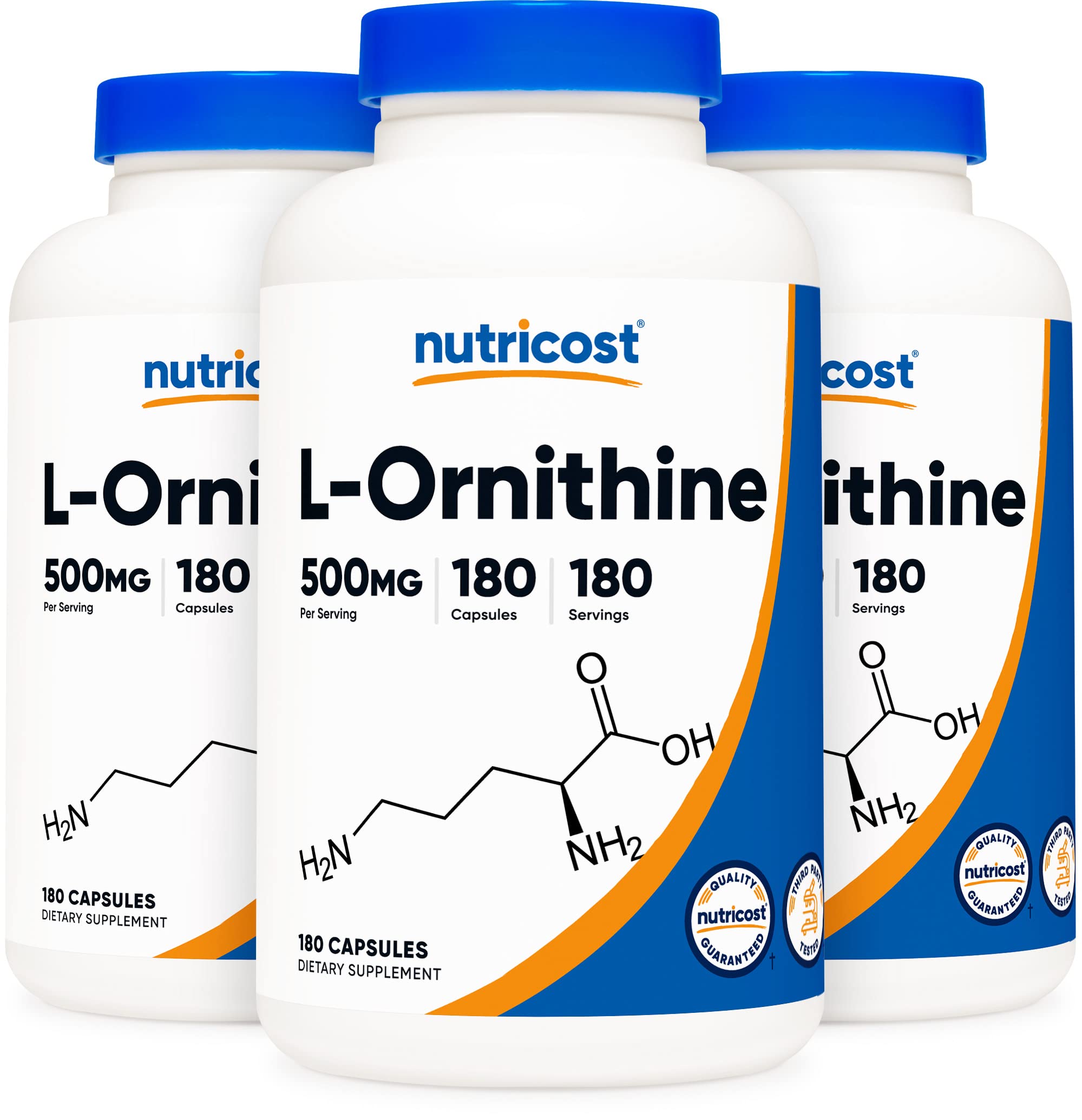 Foto 1 | Suplemento Nutricost L-ornitina 500 Mg 180 Cápsulas (3 Botellas) - Venta Internacional.