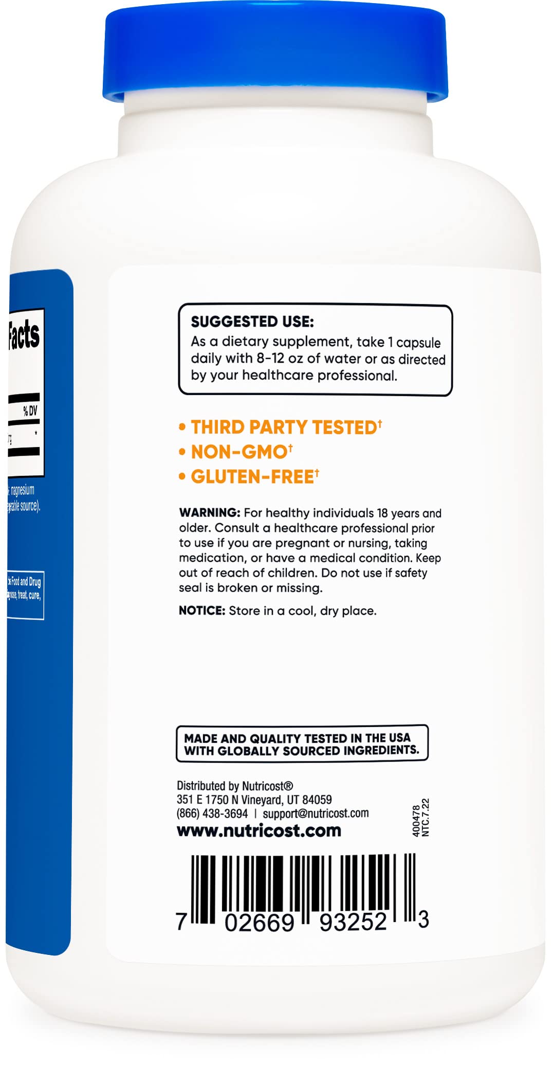 Foto 4 | Suplemento Nutricost L-ornitina 500 Mg 180 Cápsulas (3 Botellas) - Venta Internacional.