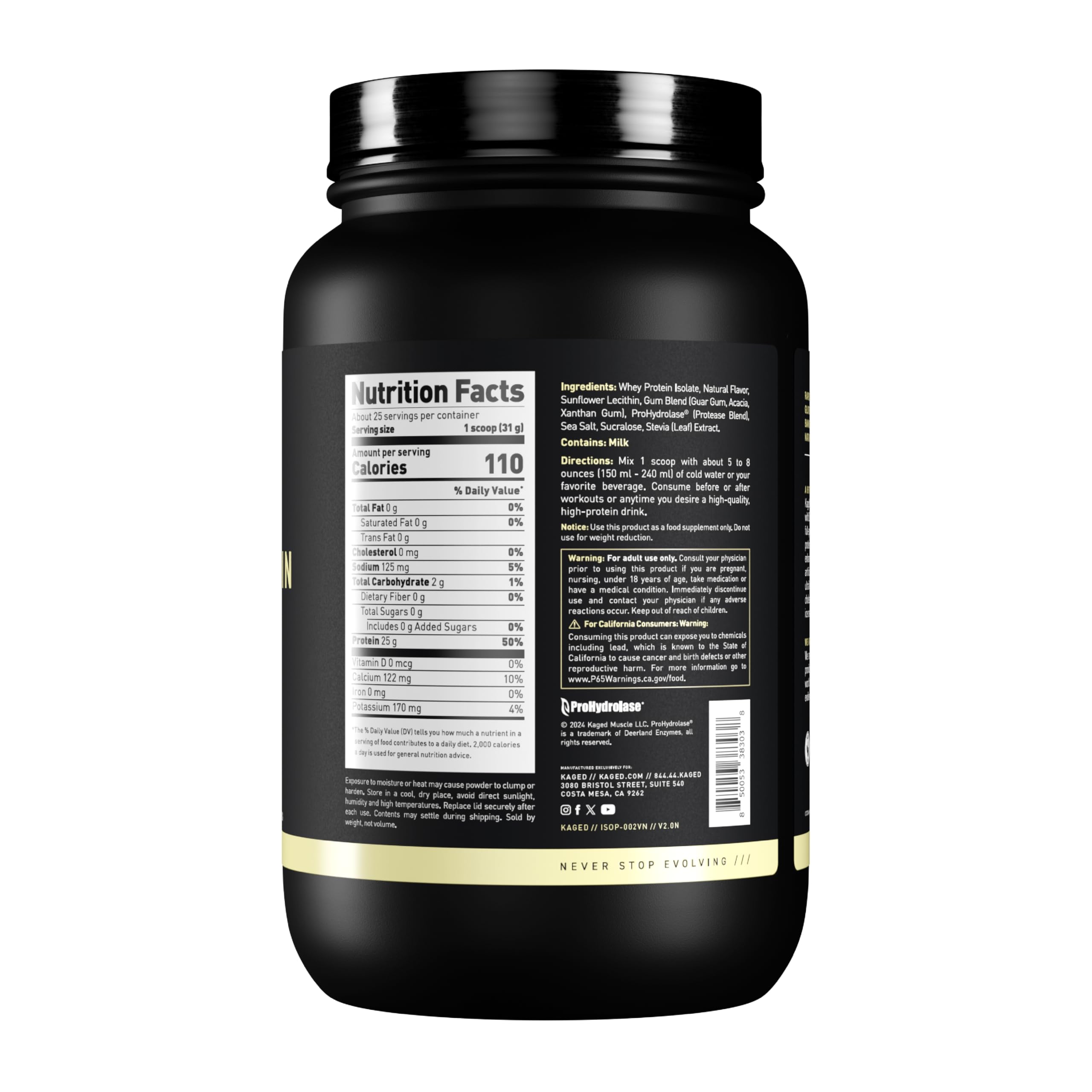 Foto 3 pulgar | Proteína En Polvo Kaged Whey Isolate Con Sabor A Vainilla, 2.2 Libras - Venta Internacional.