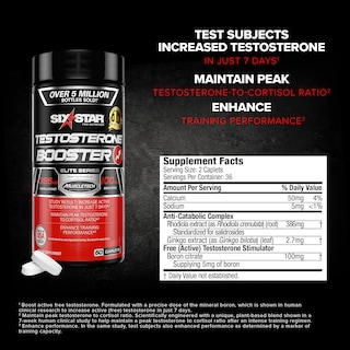Foto 2 | Testosterone Booster Six Star Pro Nutrition Test 60 Píldoras - Venta Internacional.