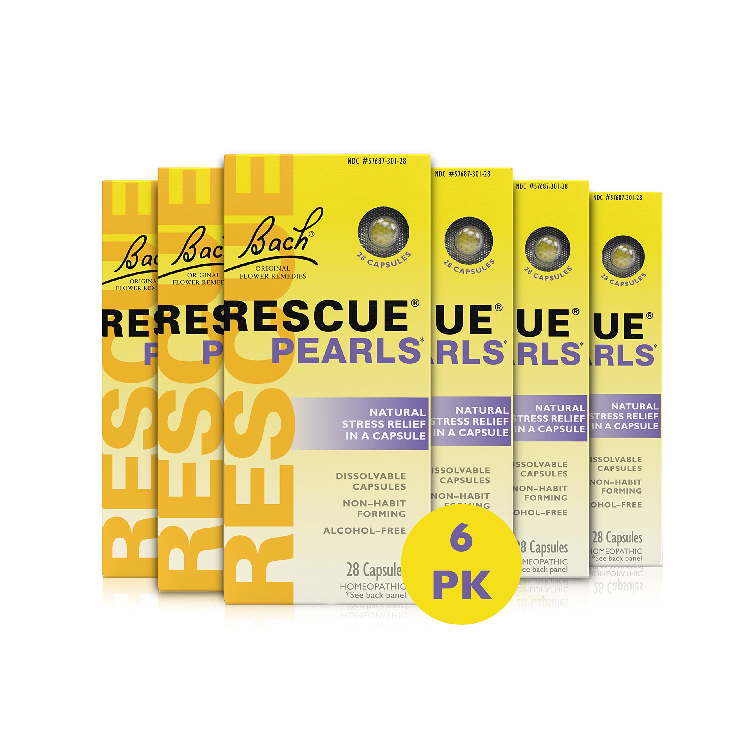 Foto 1 | Suplemento Para Aliviar El Estrés Natural Rescue Pearls Bach, 6 X 28 Unidades - Venta Internacional.