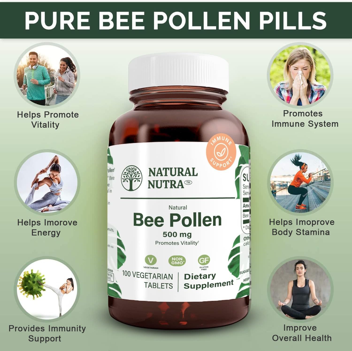 Foto 3 | Suplemento Natural De Polen De Abeja Nutra 500 Mg 100 Comprimidos - Venta Internacional.