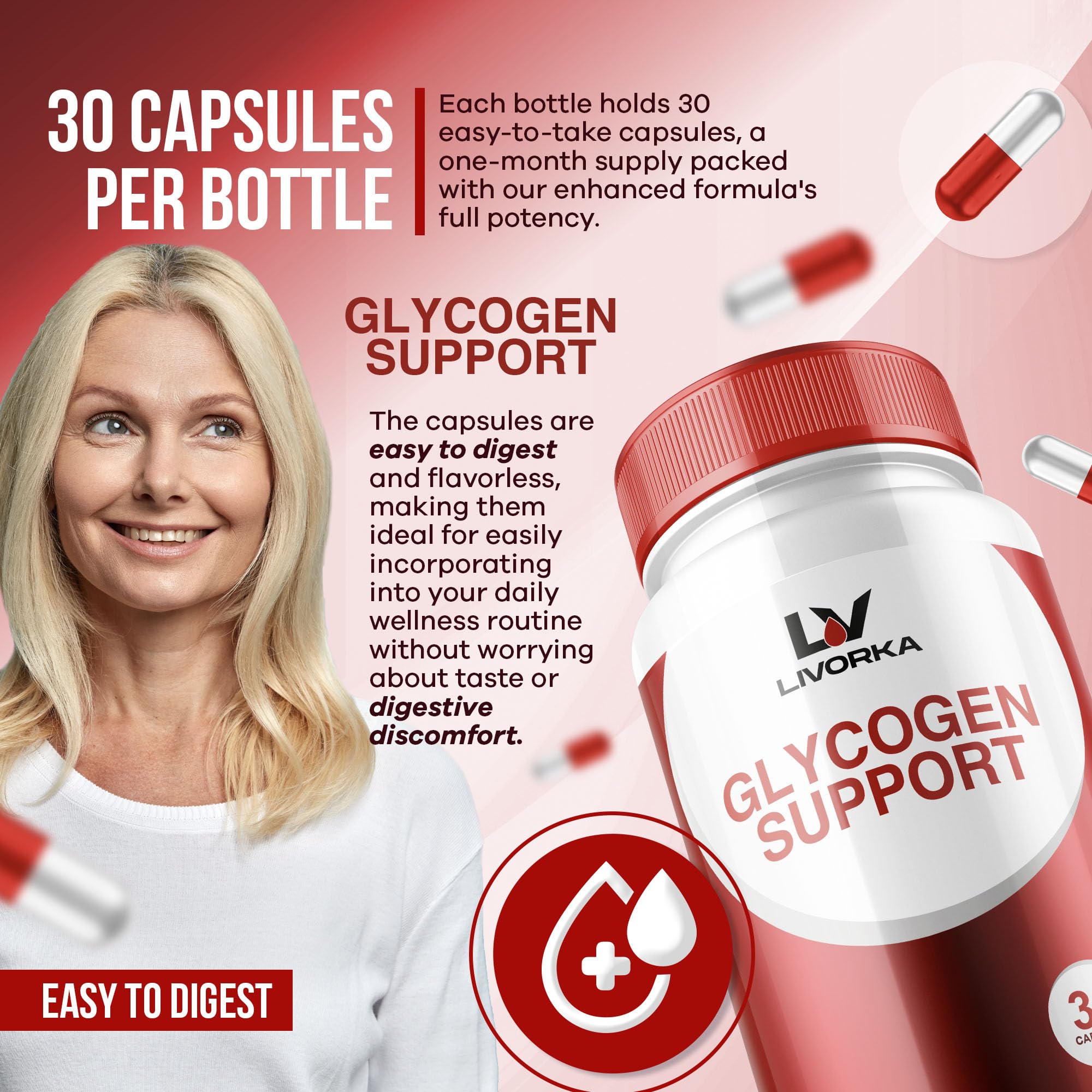 Foto 4 pulgar | Suplemento Livorka Glucogen Support Advanced Formula 60 Cápsulas - Venta Internacional.