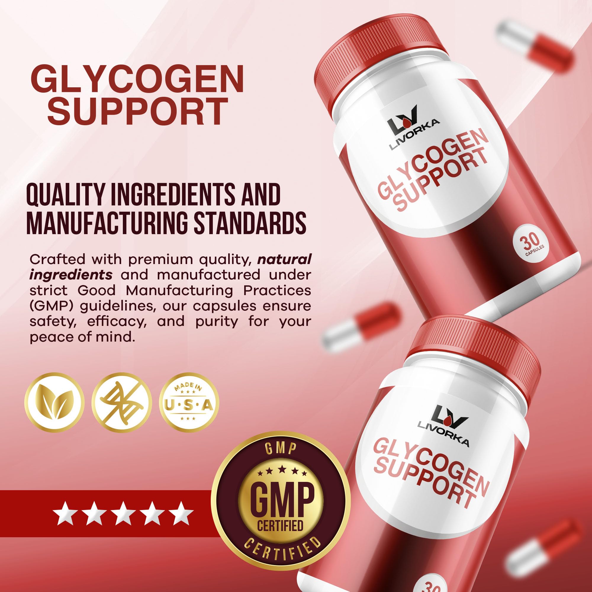 Foto 5 pulgar | Suplemento Livorka Glucogen Support Advanced Formula 60 Cápsulas - Venta Internacional.