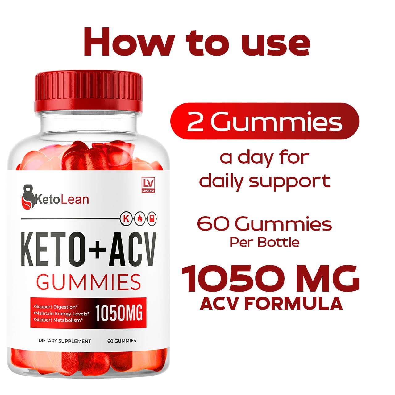 Foto 4 pulgar | Gomitas Livorka Keto Lean Acv 1050 Mg 120 Gomitas 2 Meses - Venta Internacional.