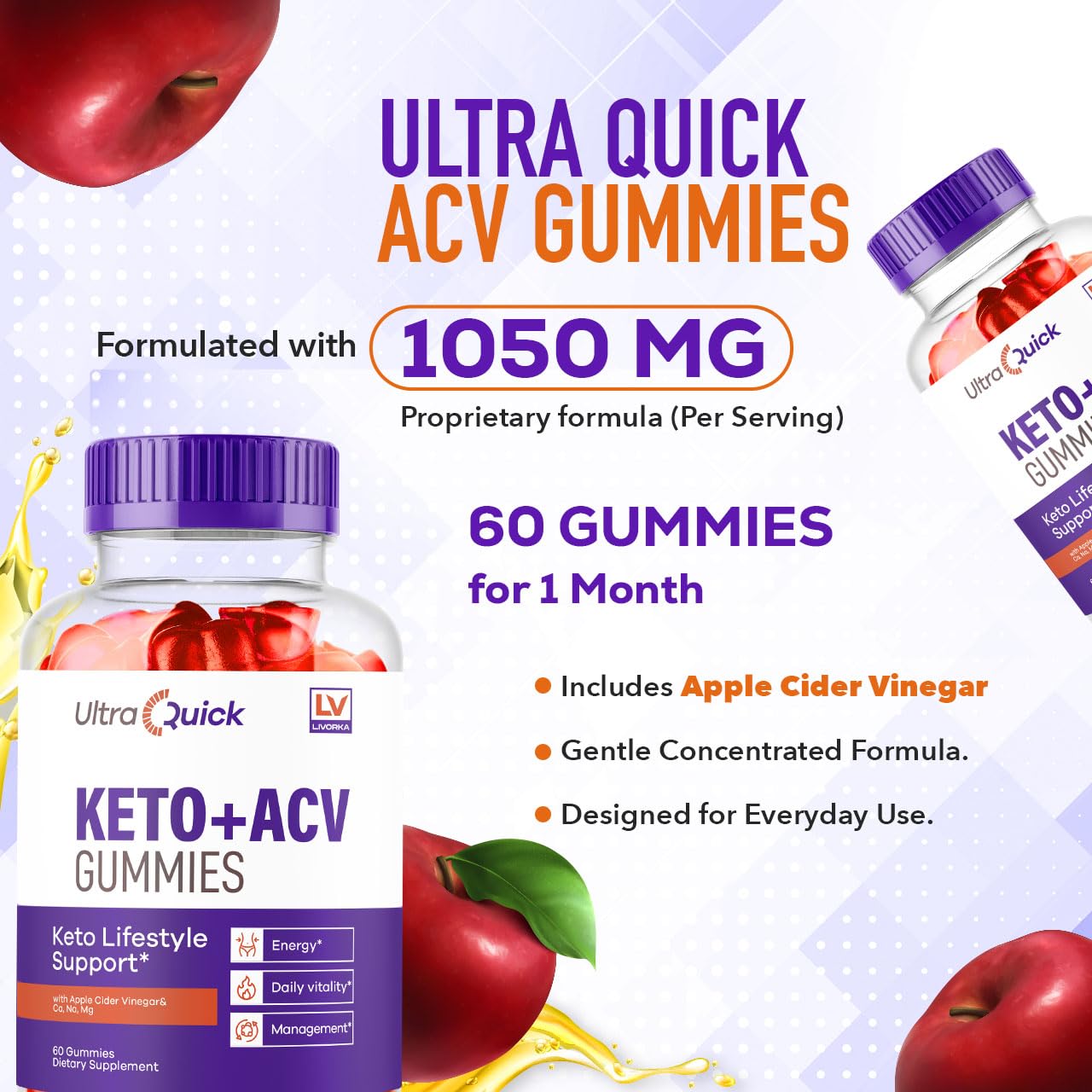 Foto 4 pulgar | Gomitas Ultra Quick Keto Acv (paquete De 5), 300 Gomitas Para 5 Meses - Venta Internacional.