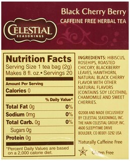 Foto 2 | Tea Celestial Seasonings Black Cherry Berry 20 Bolsitas - Venta Internacional.