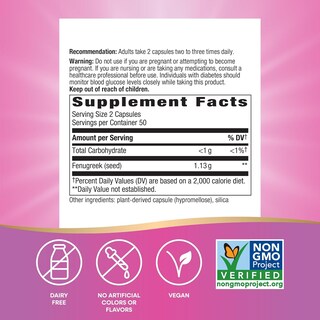 Foto 6 | Suplemento Nature's Way Con Semillas De Fenogreco 610 Mg 100 Cápsulas - Venta Internacional.