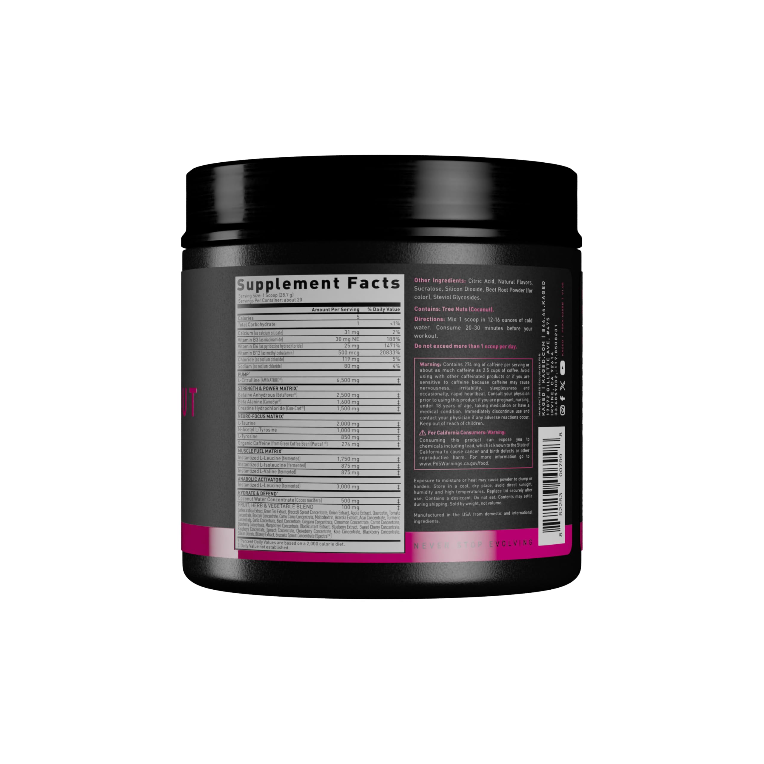 Foto 3 pulgar | Polvo Pre Workout Kaged Original Berry Blast, 20 Porciones - Venta Internacional.