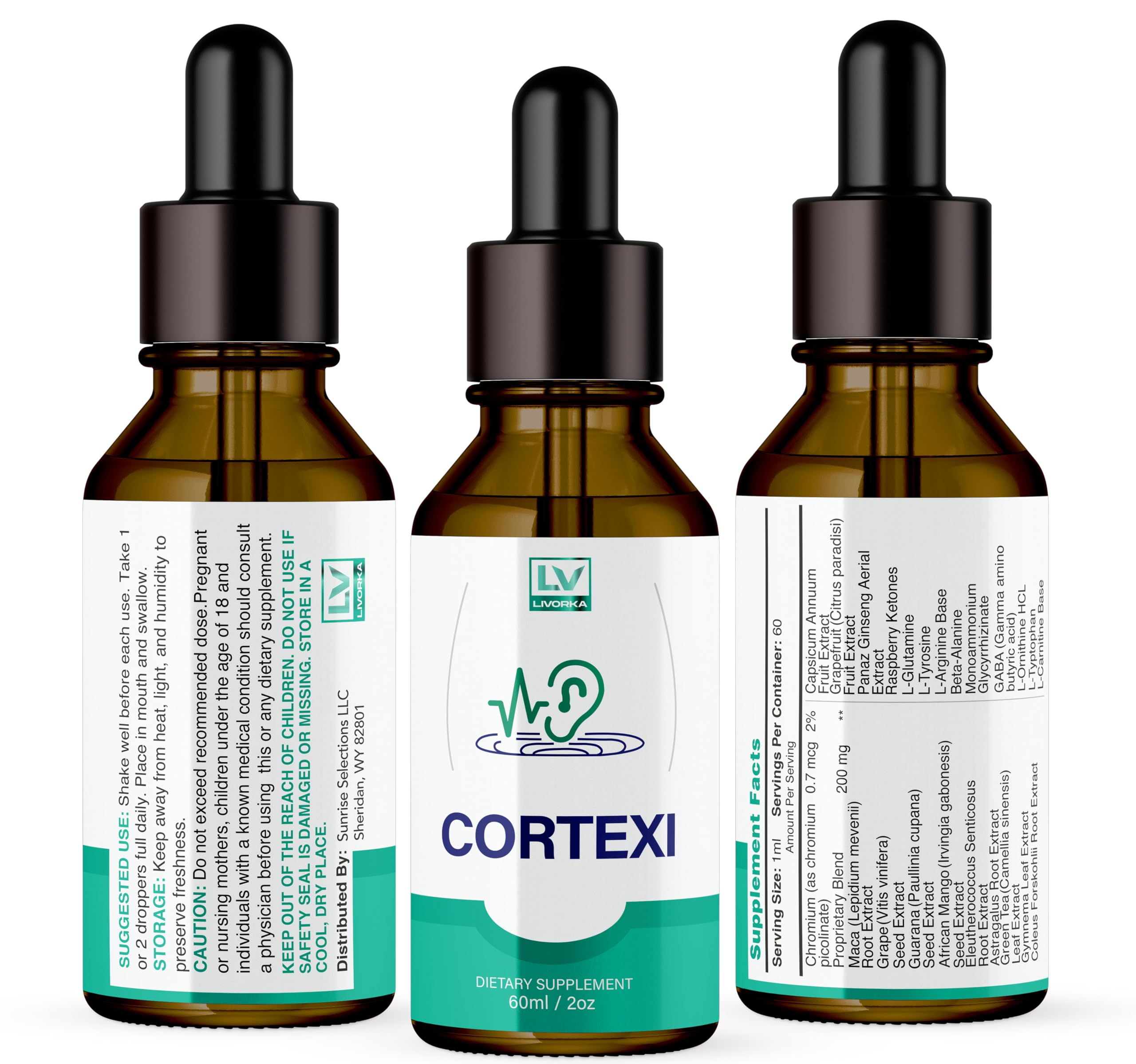 Foto 5 pulgar | Suplemento Livorka Cortexi Hearing Formula, 2 Frascos De 60 Ml - Venta Internacional.