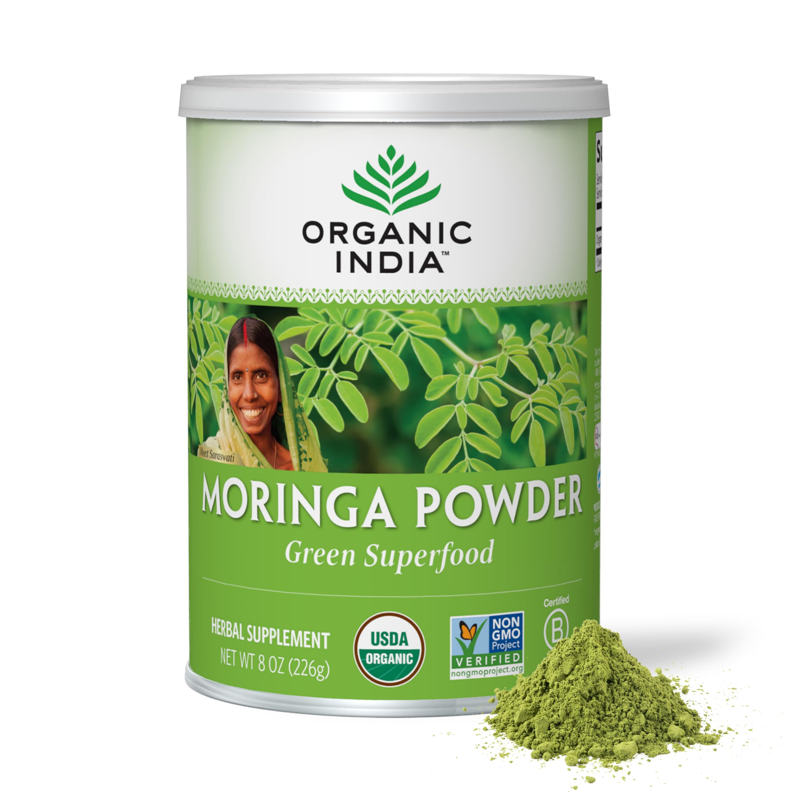 Foto 2 pulgar | Suplemento Organic India Moringa En Polvo 240 Ml Vegano - Venta Internacional.