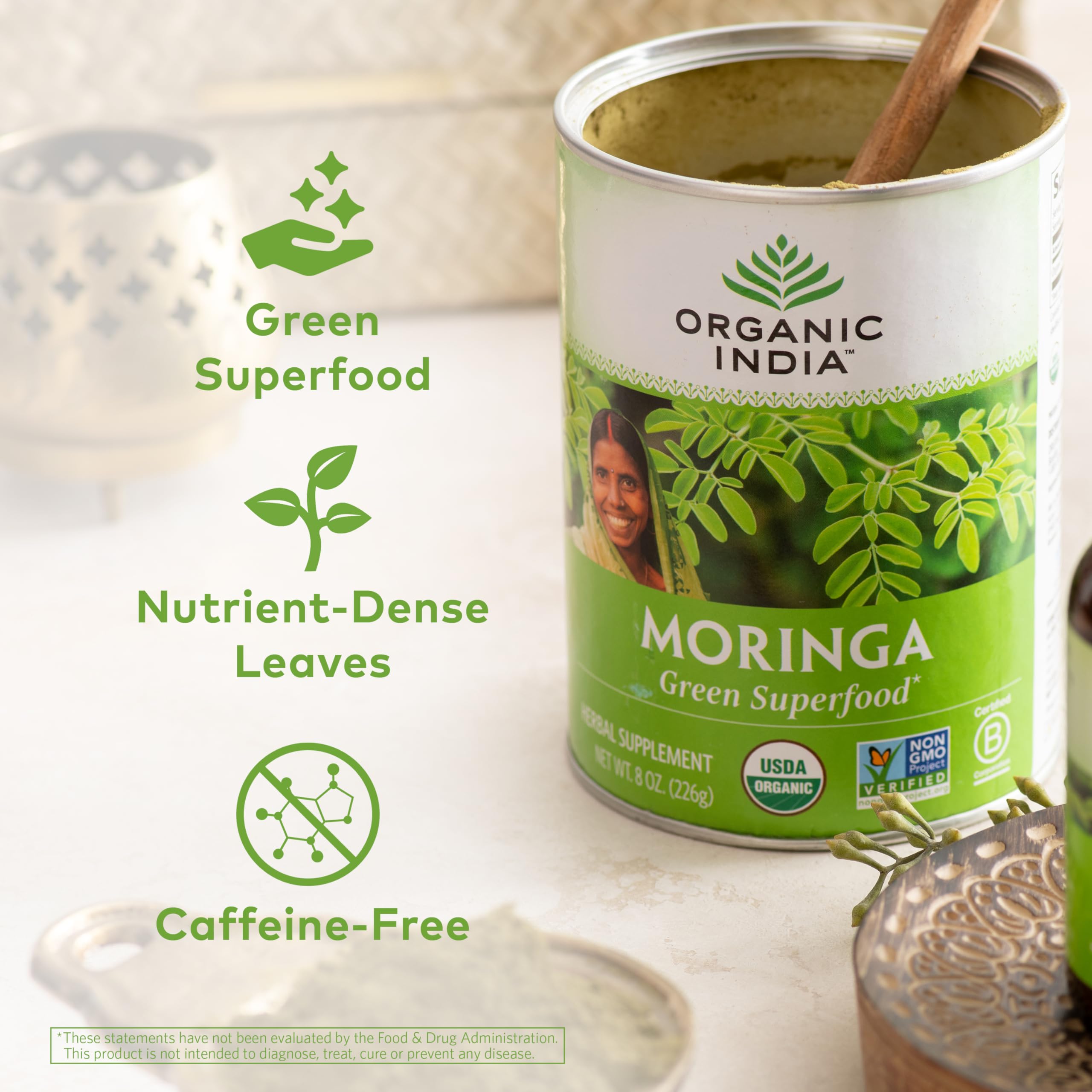 Foto 4 pulgar | Suplemento Organic India Moringa En Polvo 240 Ml Vegano - Venta Internacional.